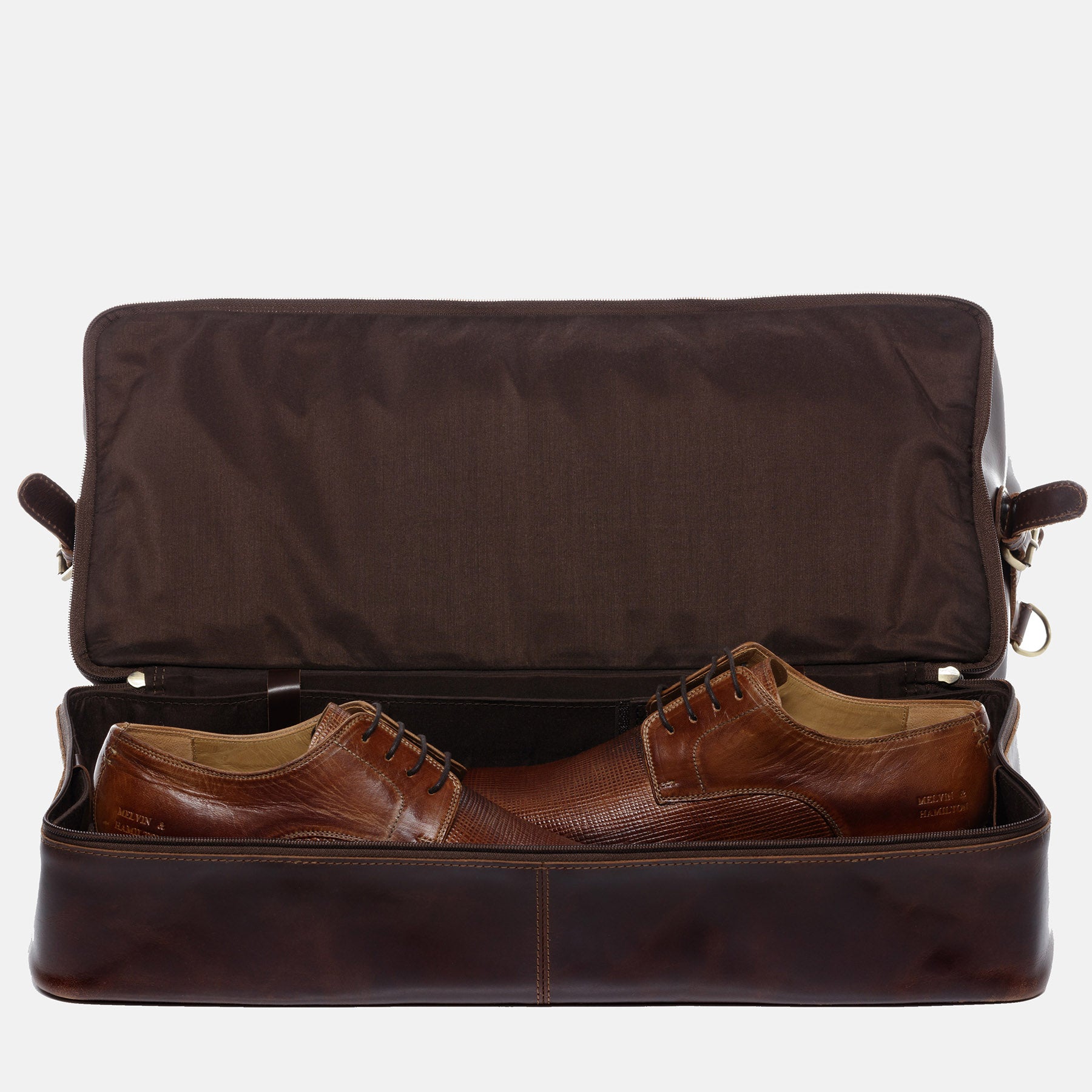 Weekender KINGSTON Schuh-Fach Natur-Leder braun