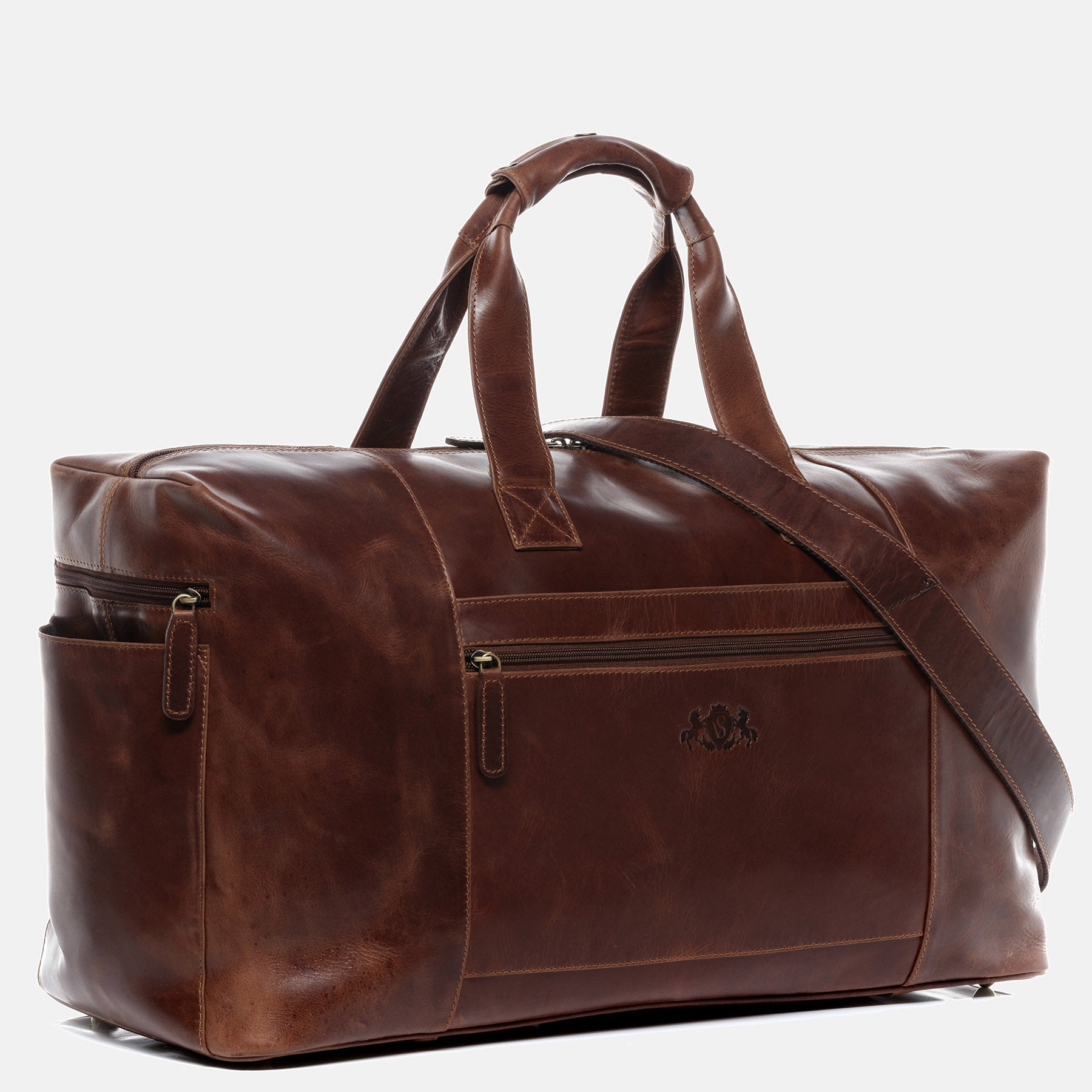 Travel bag BRISTOL natural leather brown-cognac