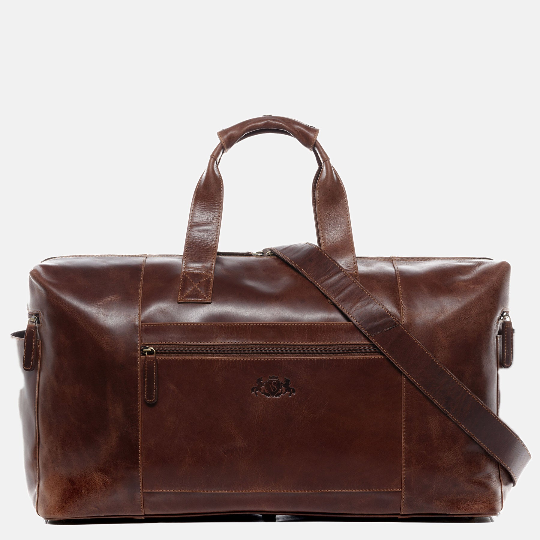 Travel bag BRISTOL natural leather brown-cognac