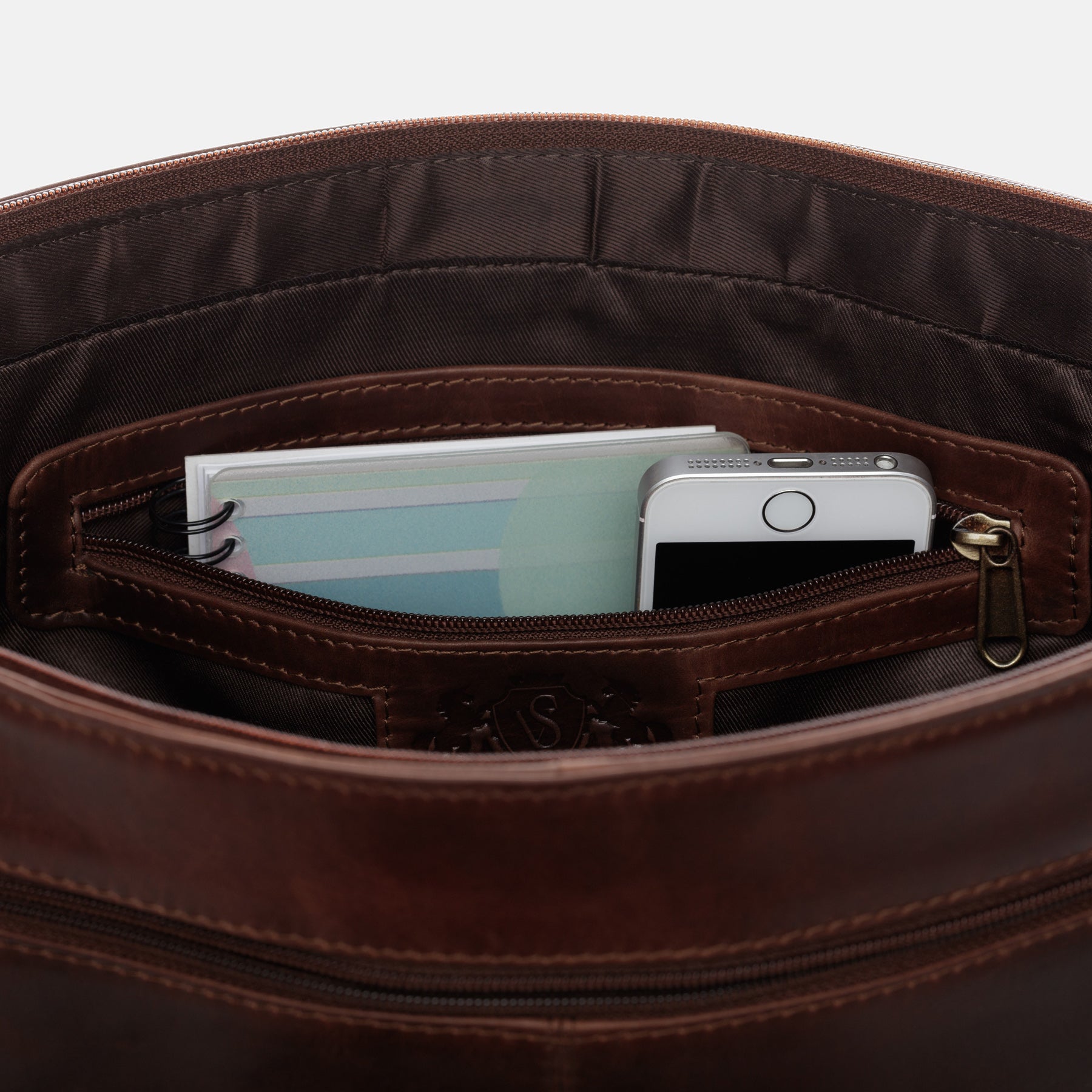 Umhängetasche  SPENCER Natur-Leder braun