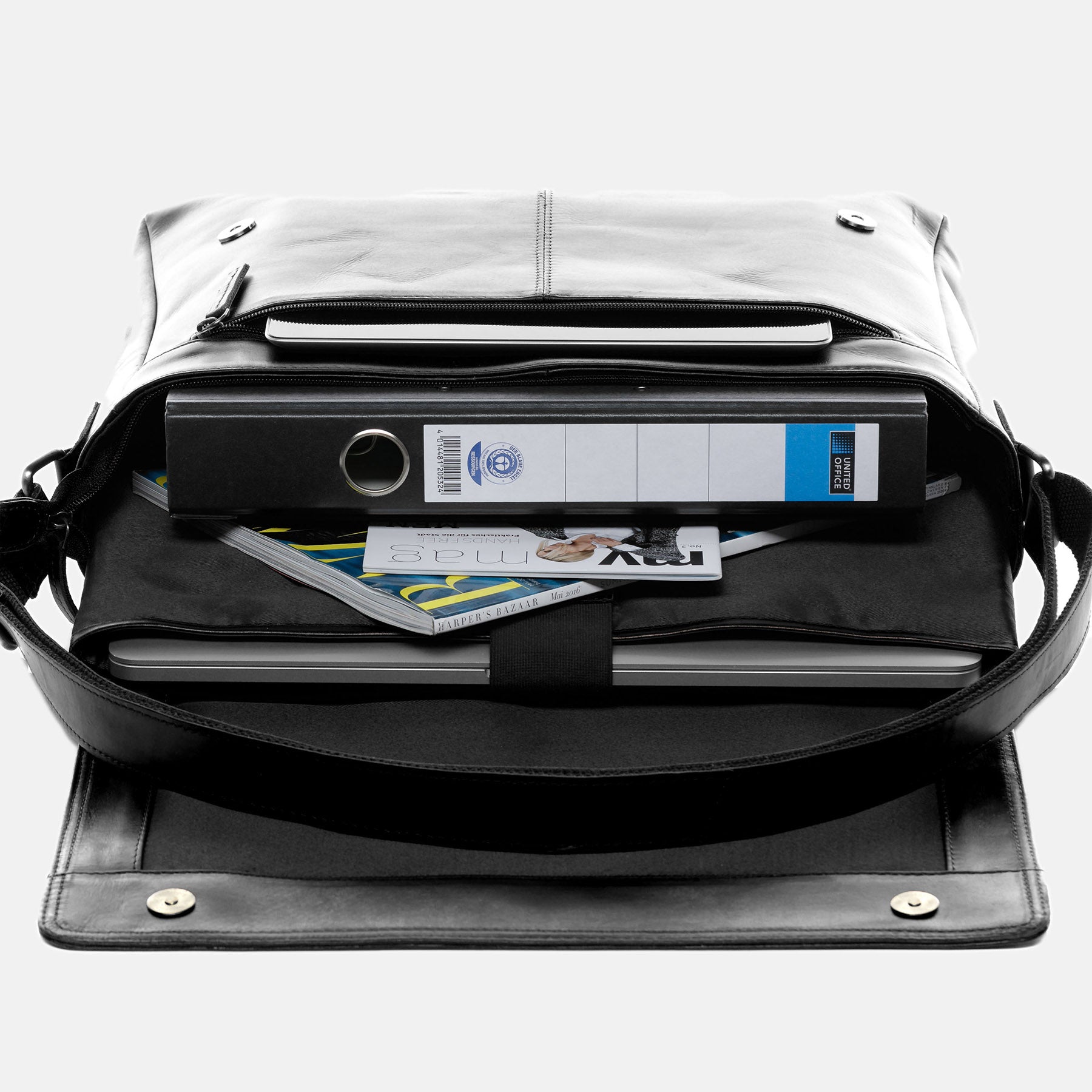 Messenger Bag SPENCER smooth leather black