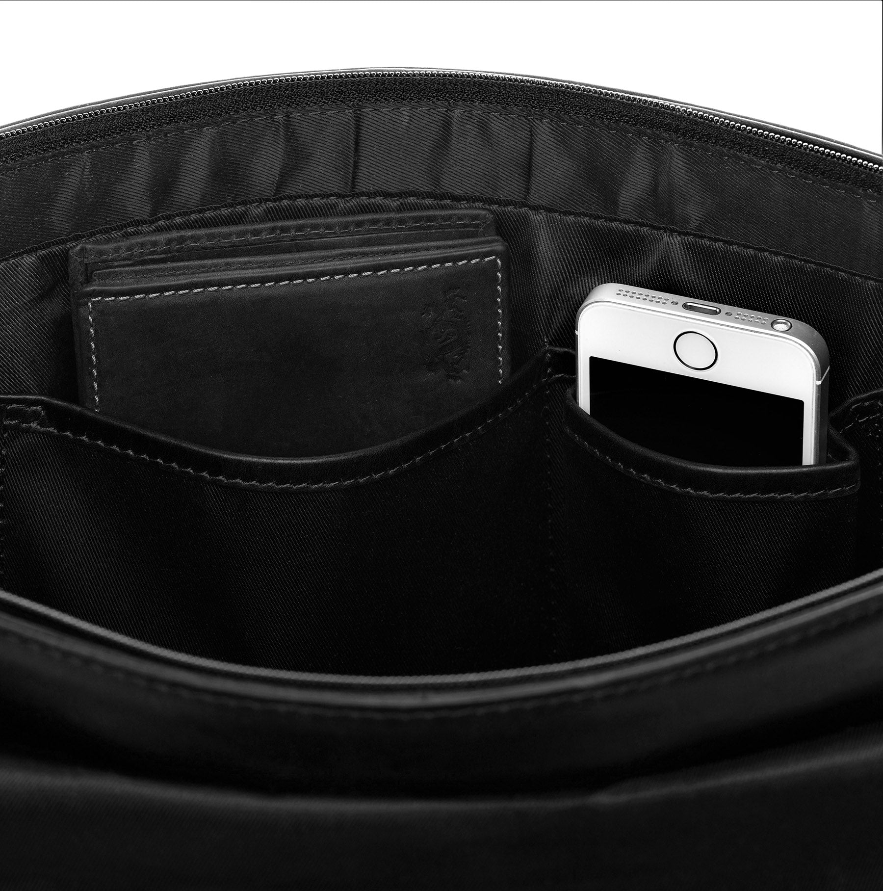 Messenger Bag SPENCER Büffelleder grau-schwarz