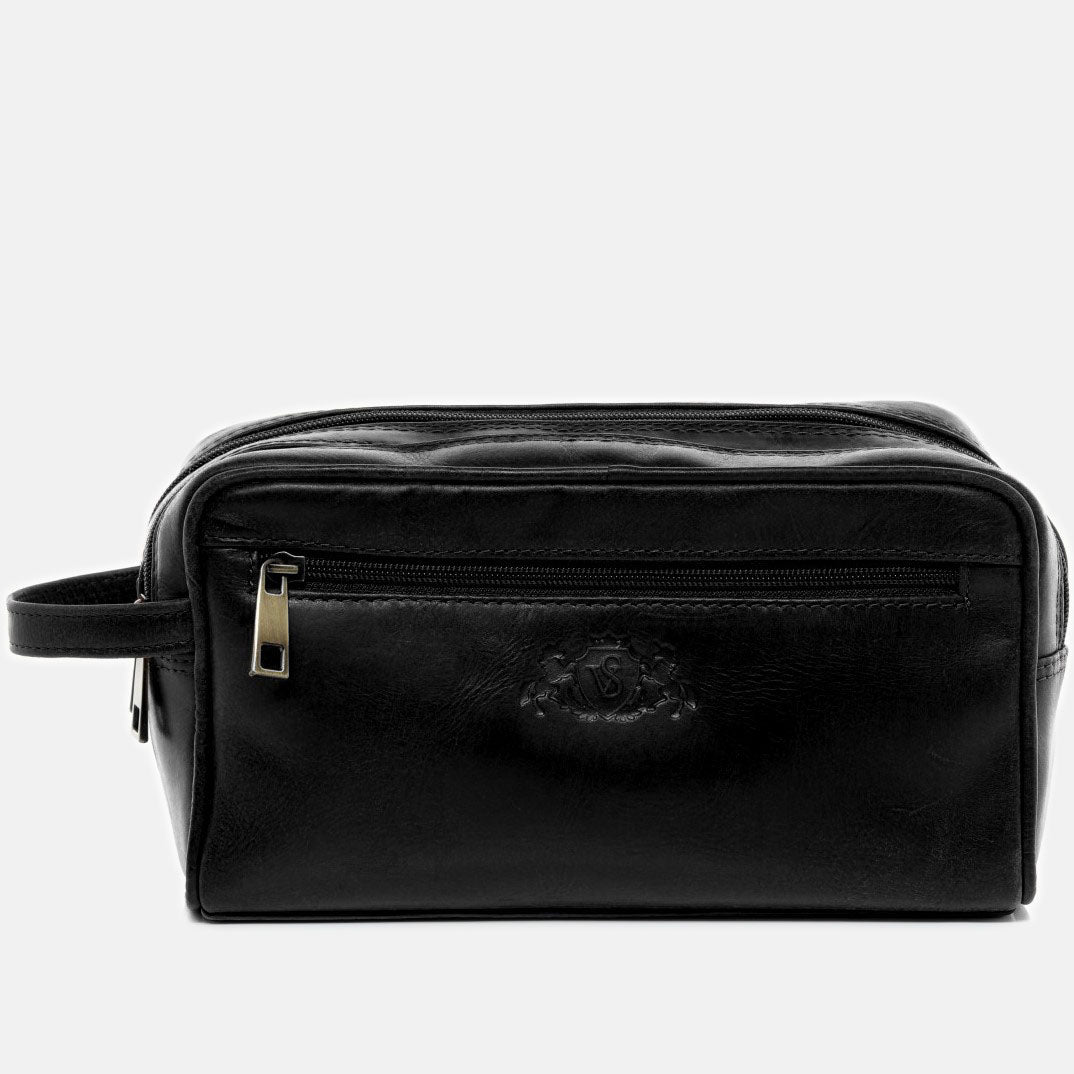 Kulturbeutel GATWICK Glattleder schwarz