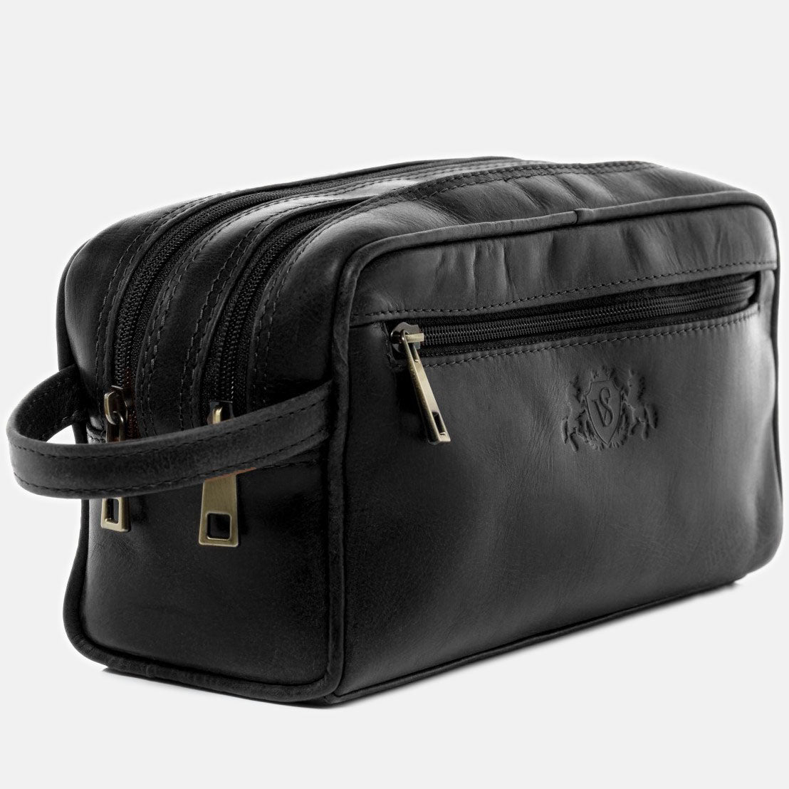 Kulturbeutel GATWICK Glattleder schwarz