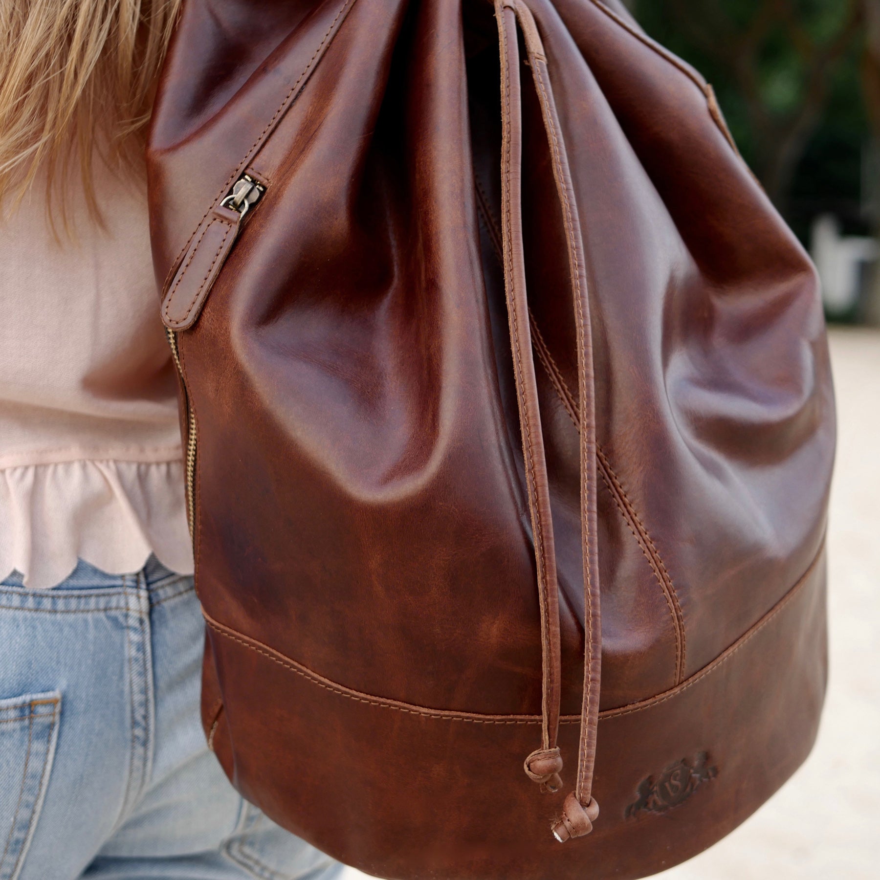 Rucksack Reisetasche HEATHROW Natur-Leder braun