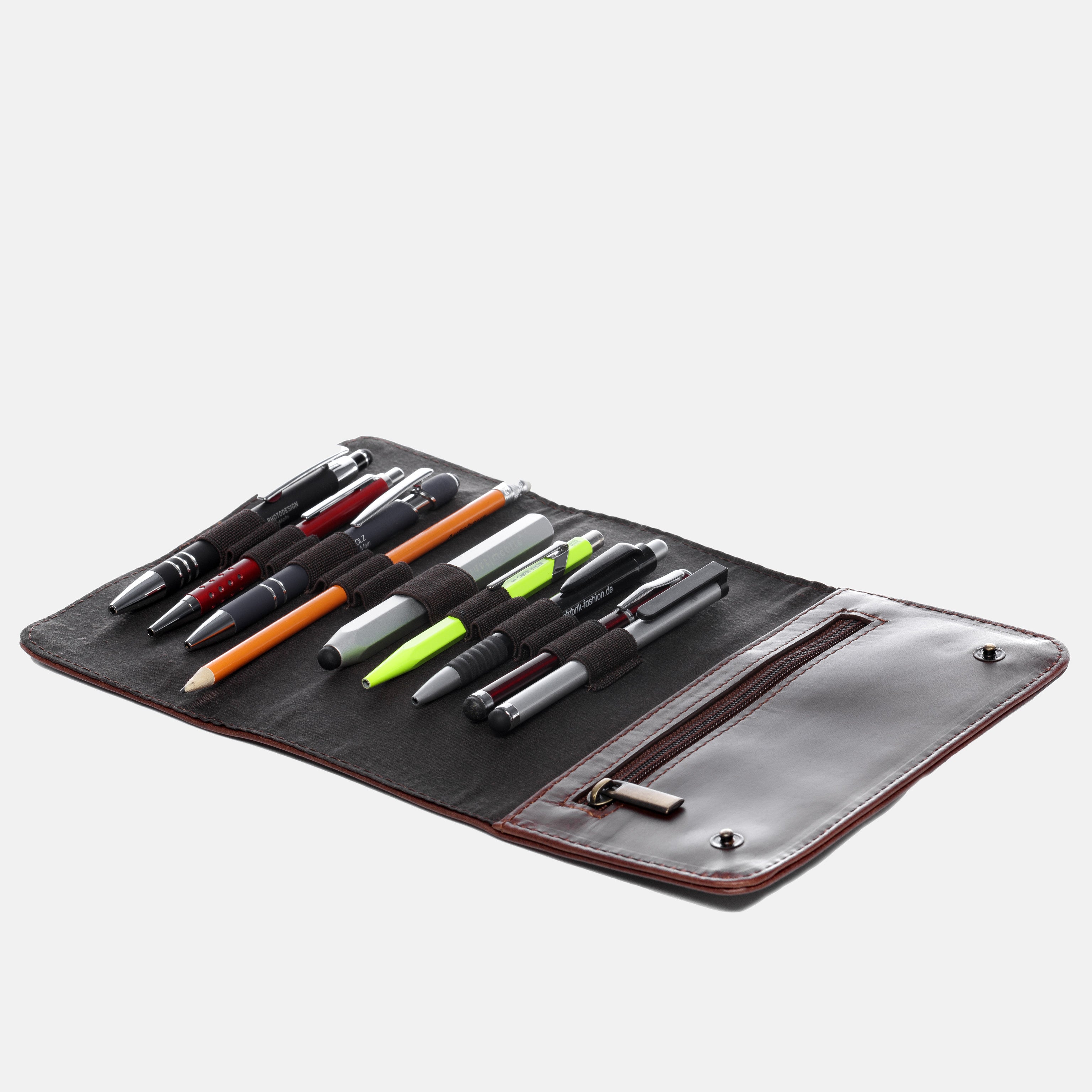 Pencil case LULU natural leather brown-cognac