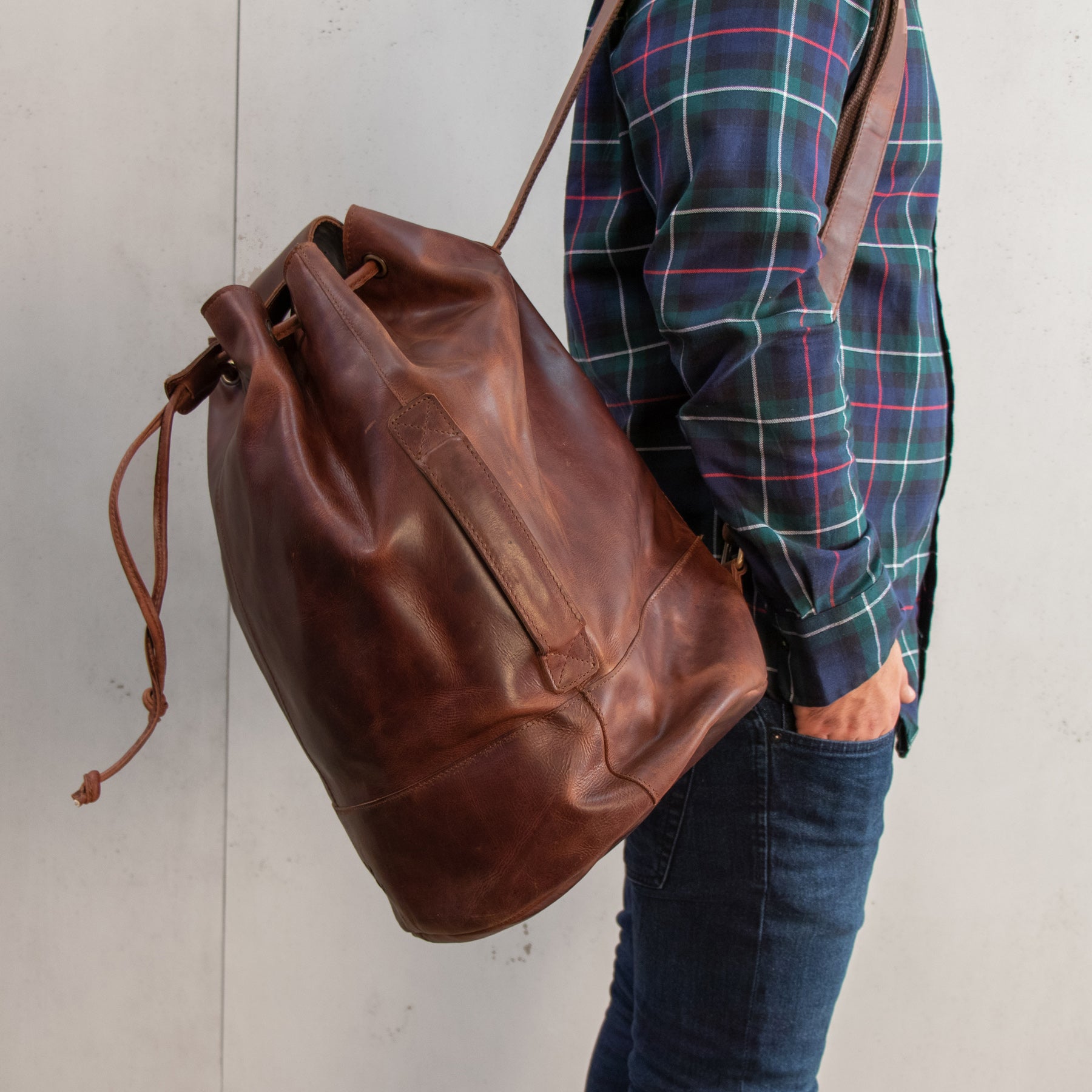 Rucksack Reisetasche HEATHROW Natur-Leder braun