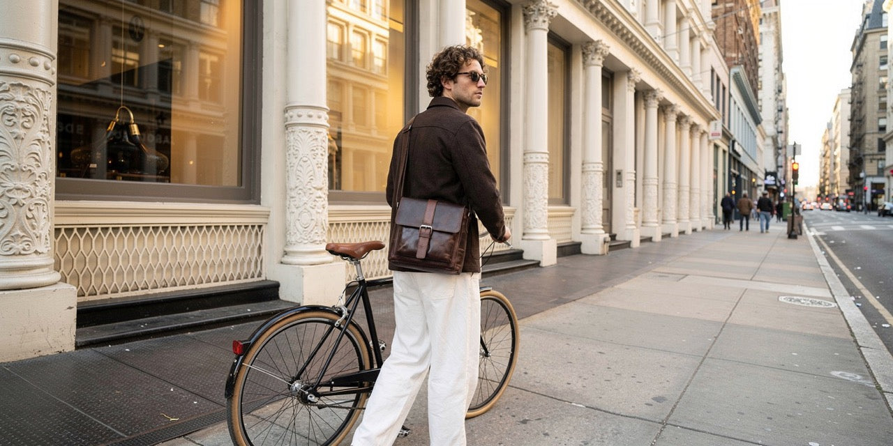 Post Bag Leder an Mann in Wien