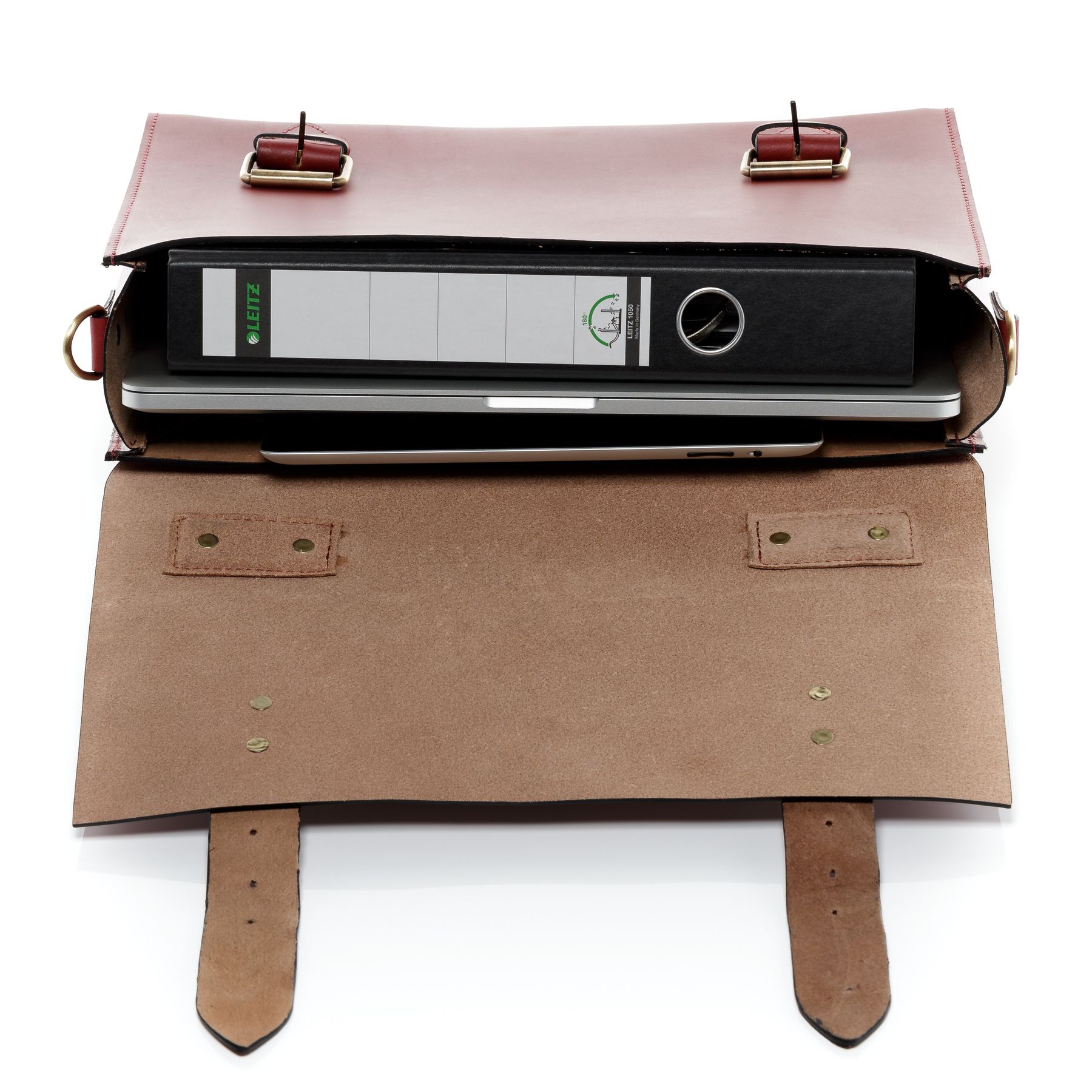 SID & VAIN Aktentasche Leder BOSTON Businesstasche rot 15" 9820