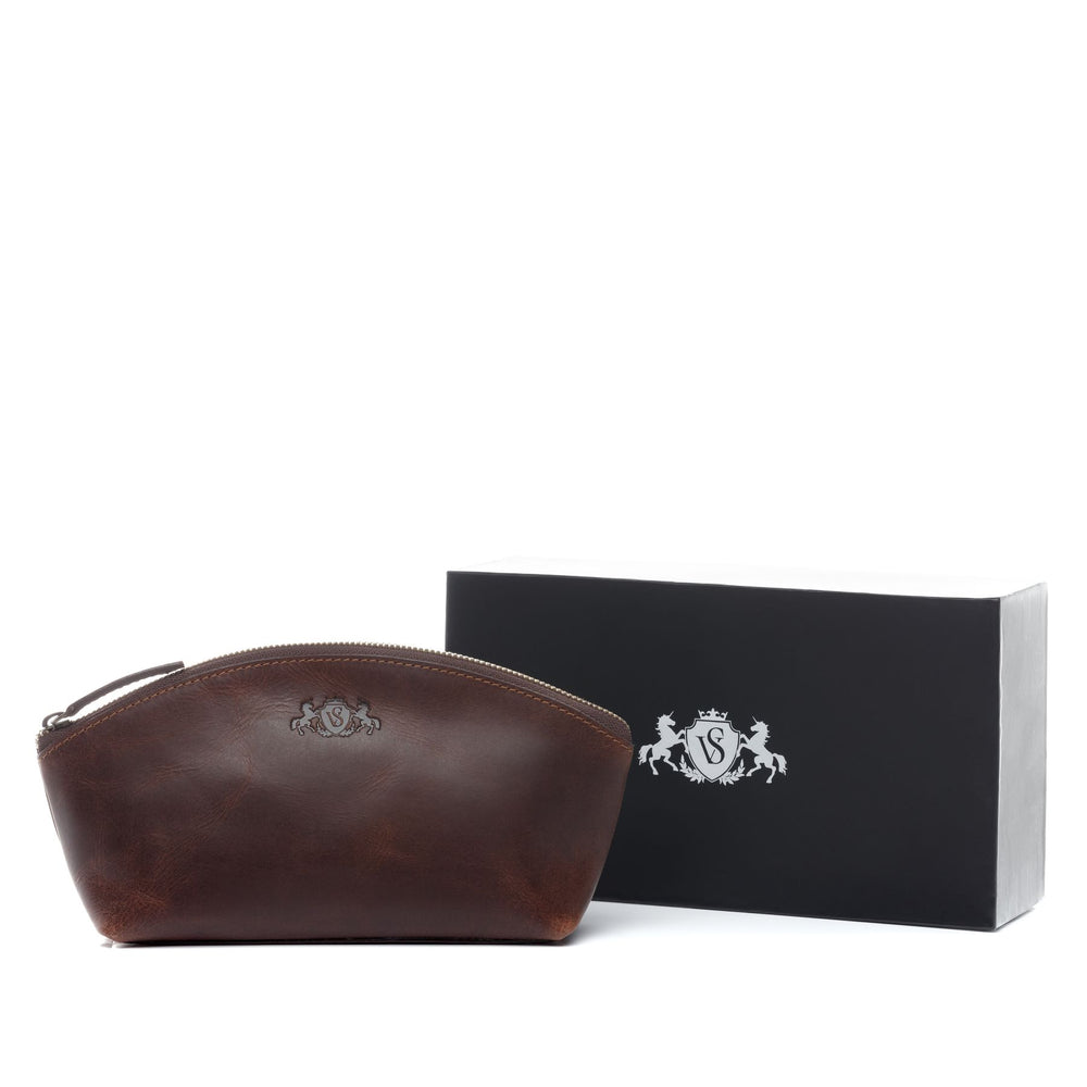 Make-Up Tasche ABBY Natur-Leder braun