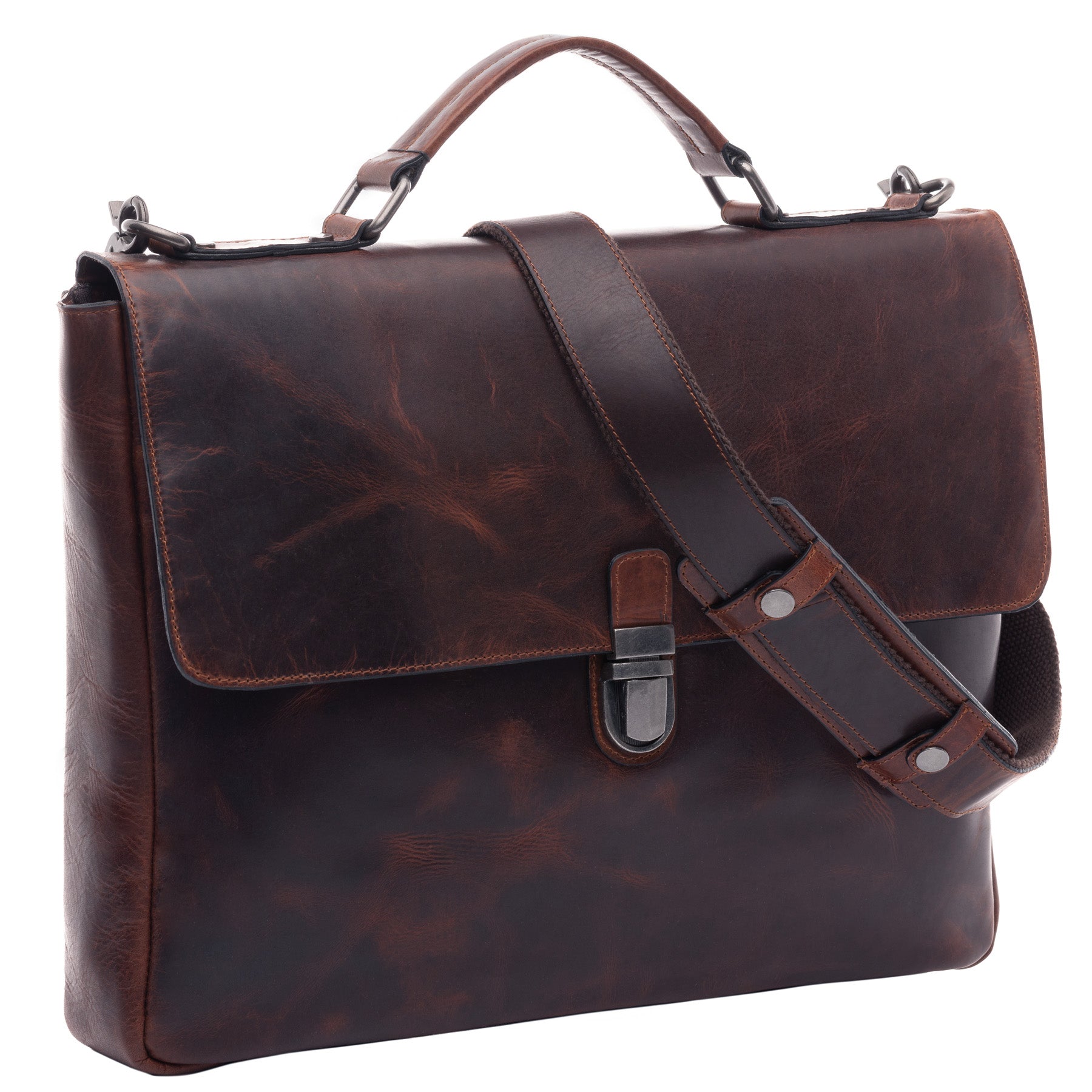 SID & VAIN Arbeitstasche Leder ADRIAN dunkelbraun 45644