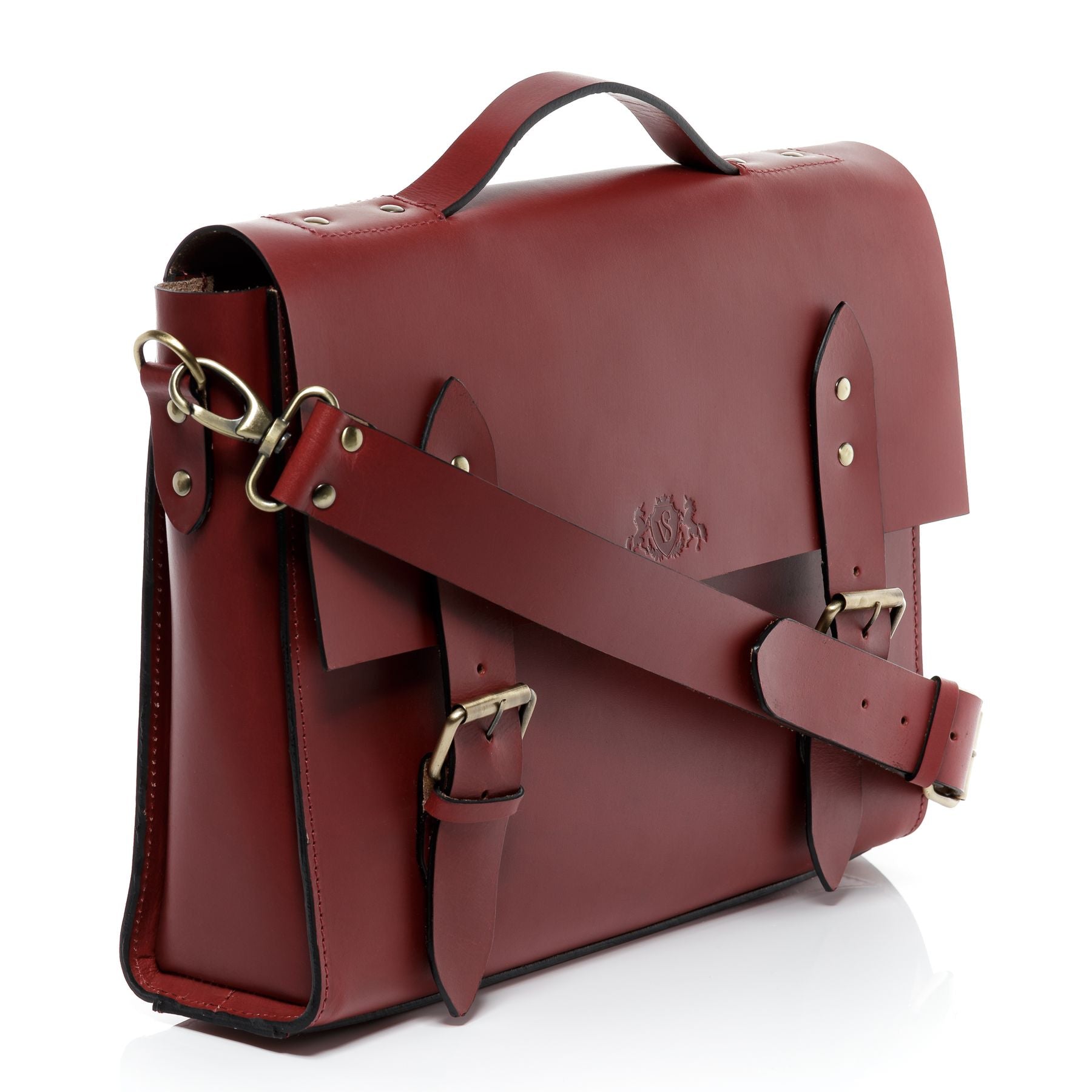 SID & VAIN Aktentasche Leder BOSTON Businesstasche rot 15" 20420