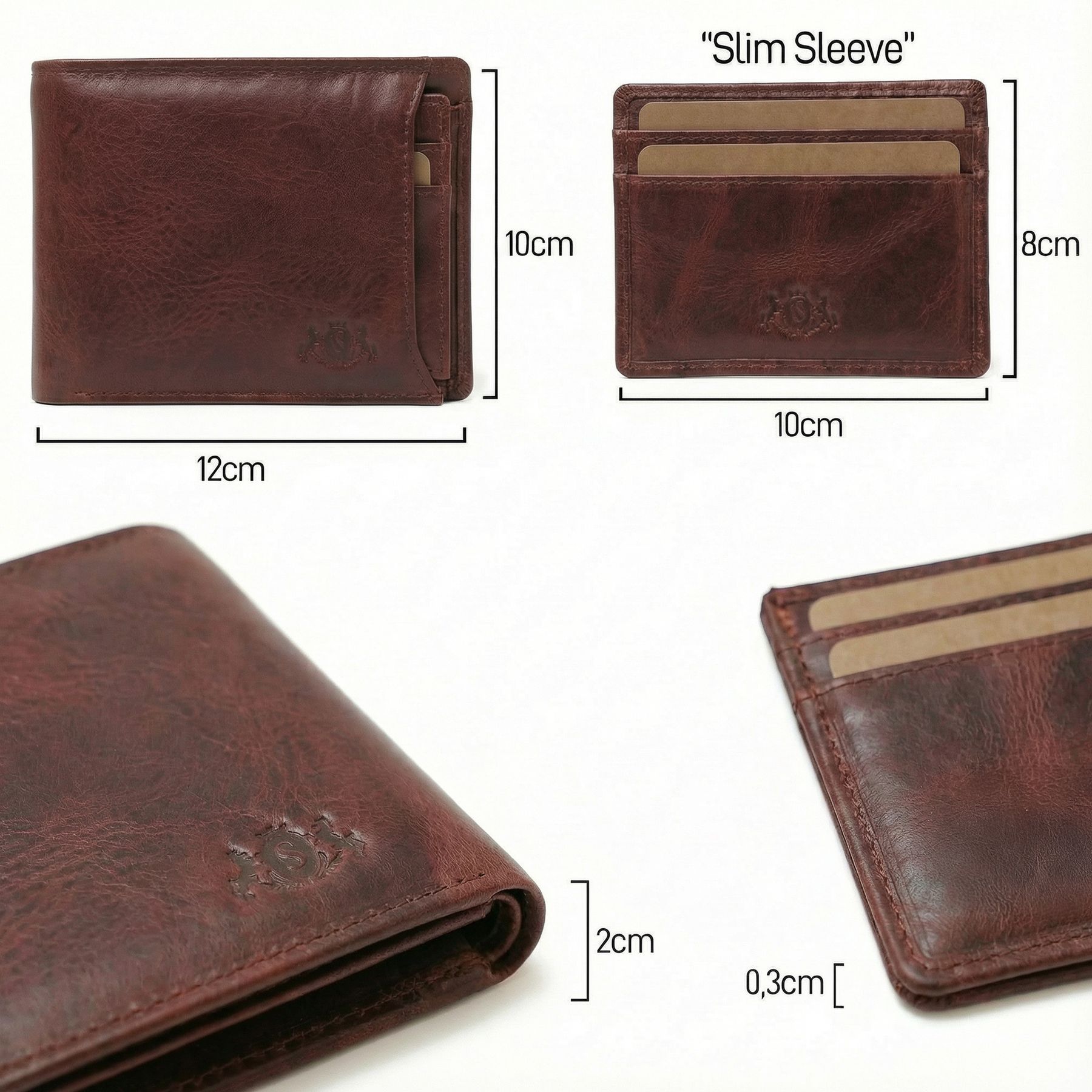 slim wallet JACOB natural leather brown