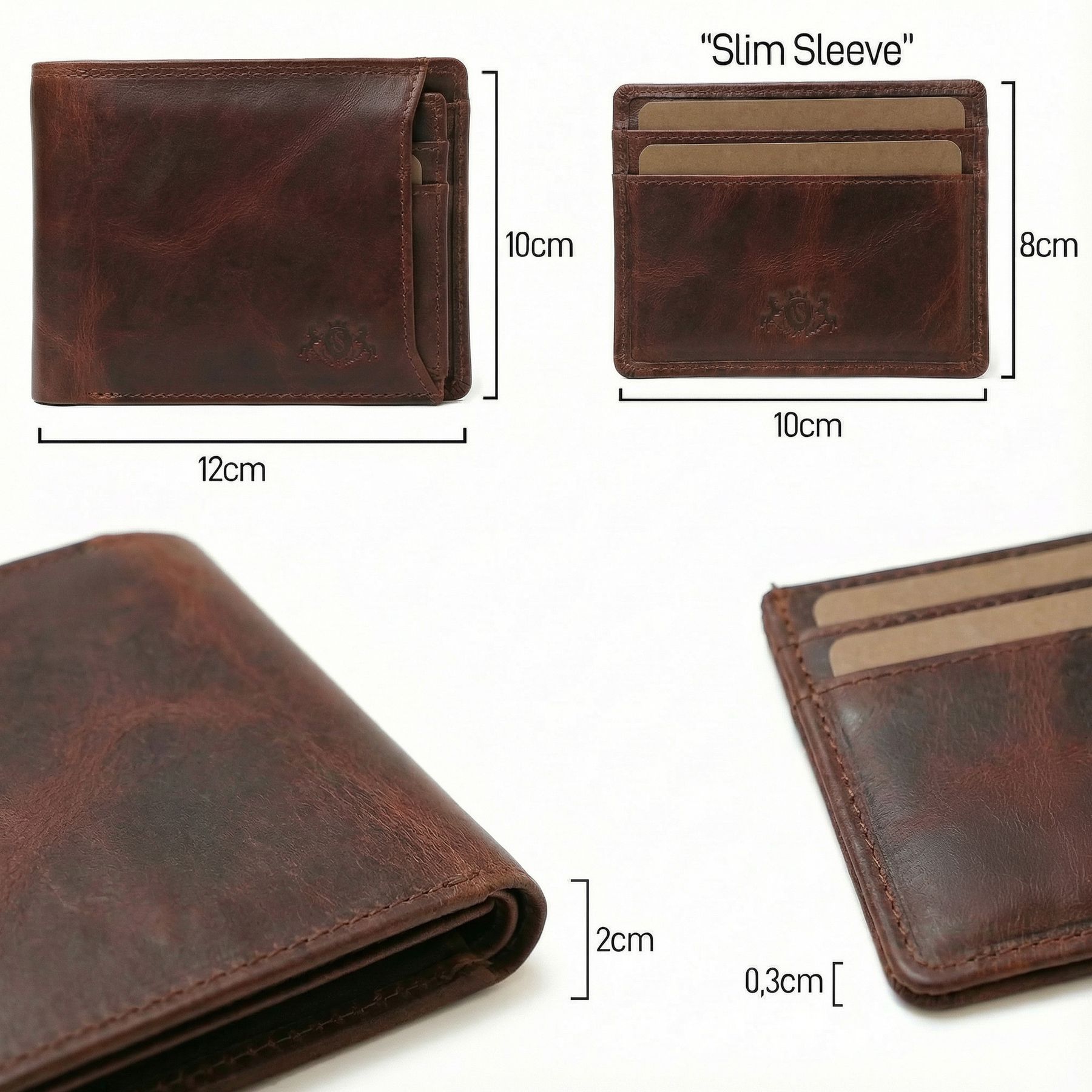 slim wallet JACOB natural leather brown