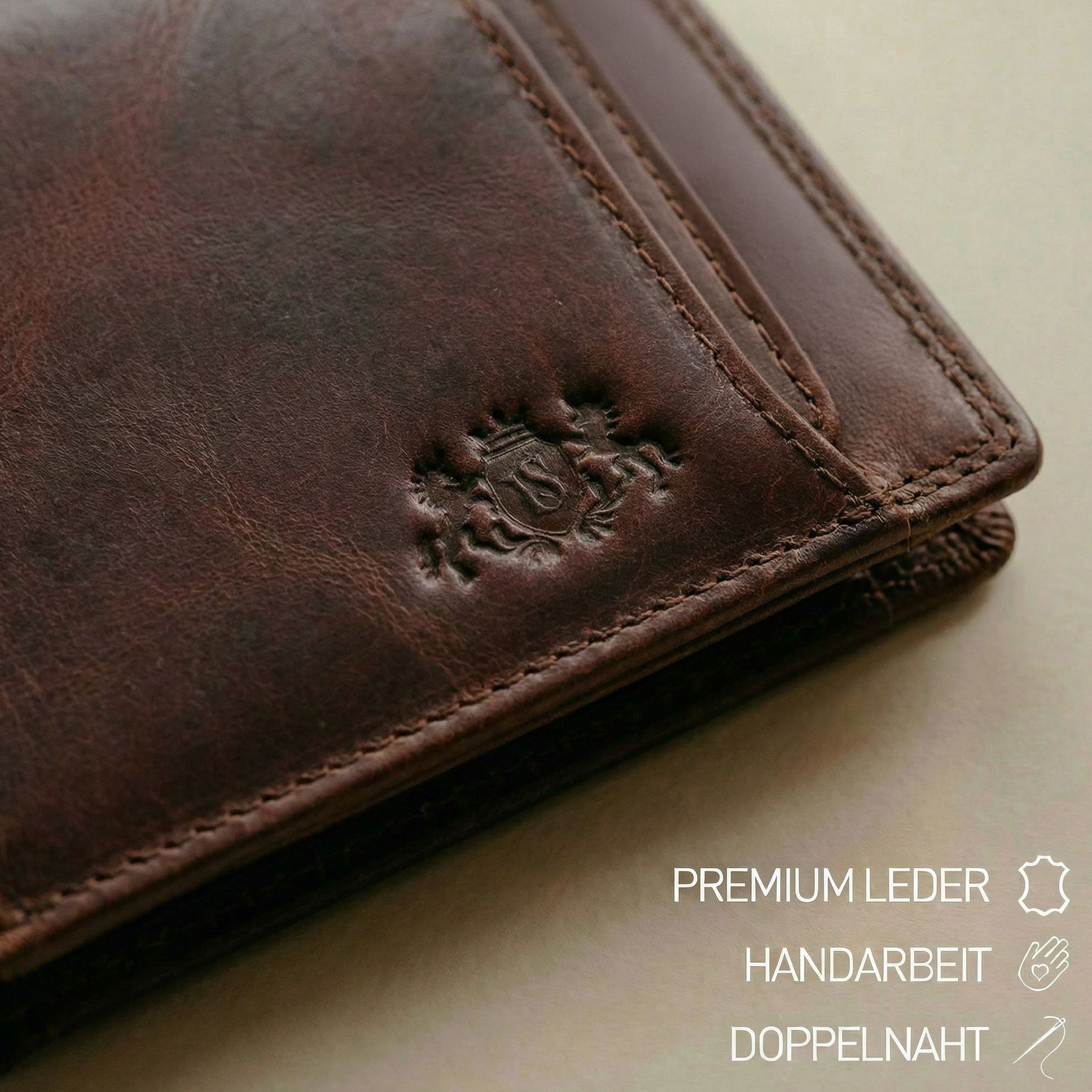 slim wallet JACOB natural leather brown
