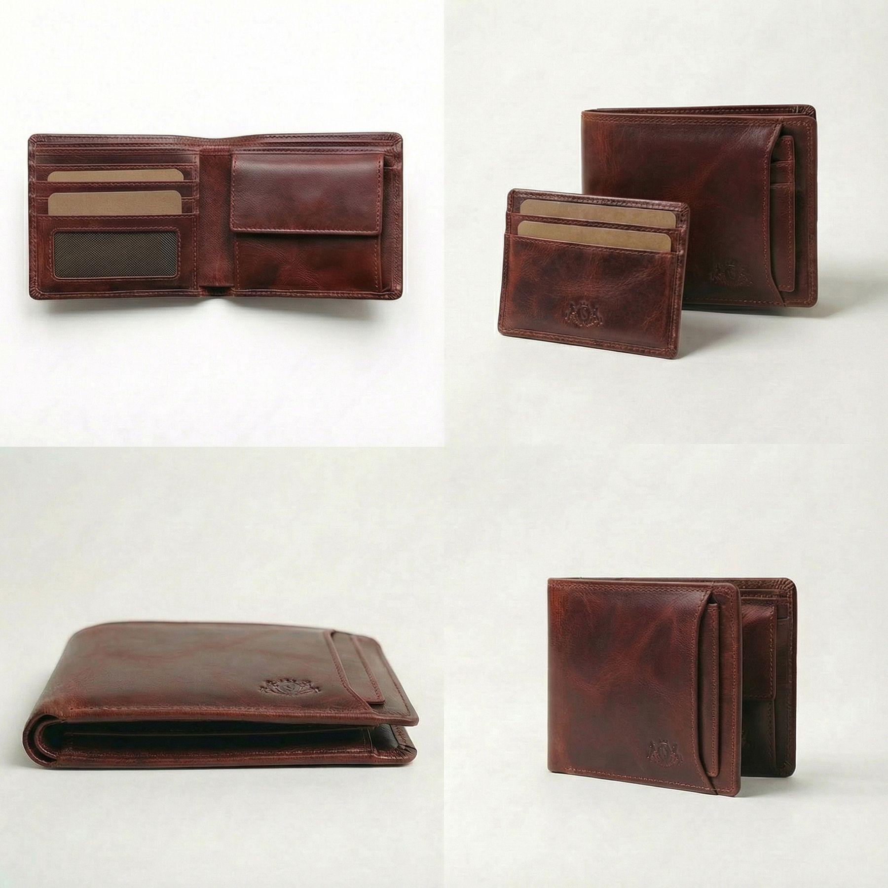 slim wallet JACOB natural leather brown