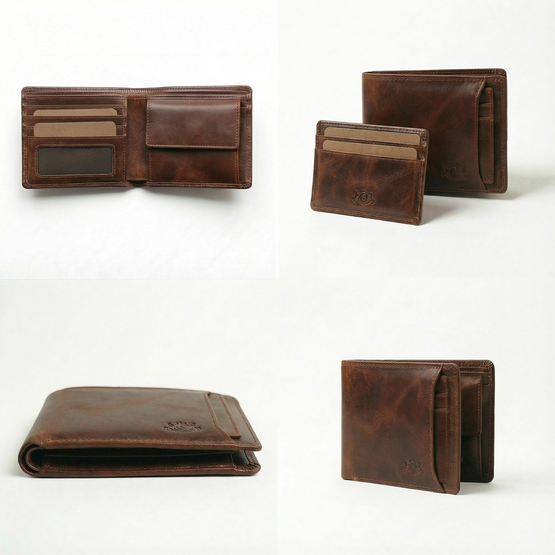 slim wallet JACOB natural leather brown