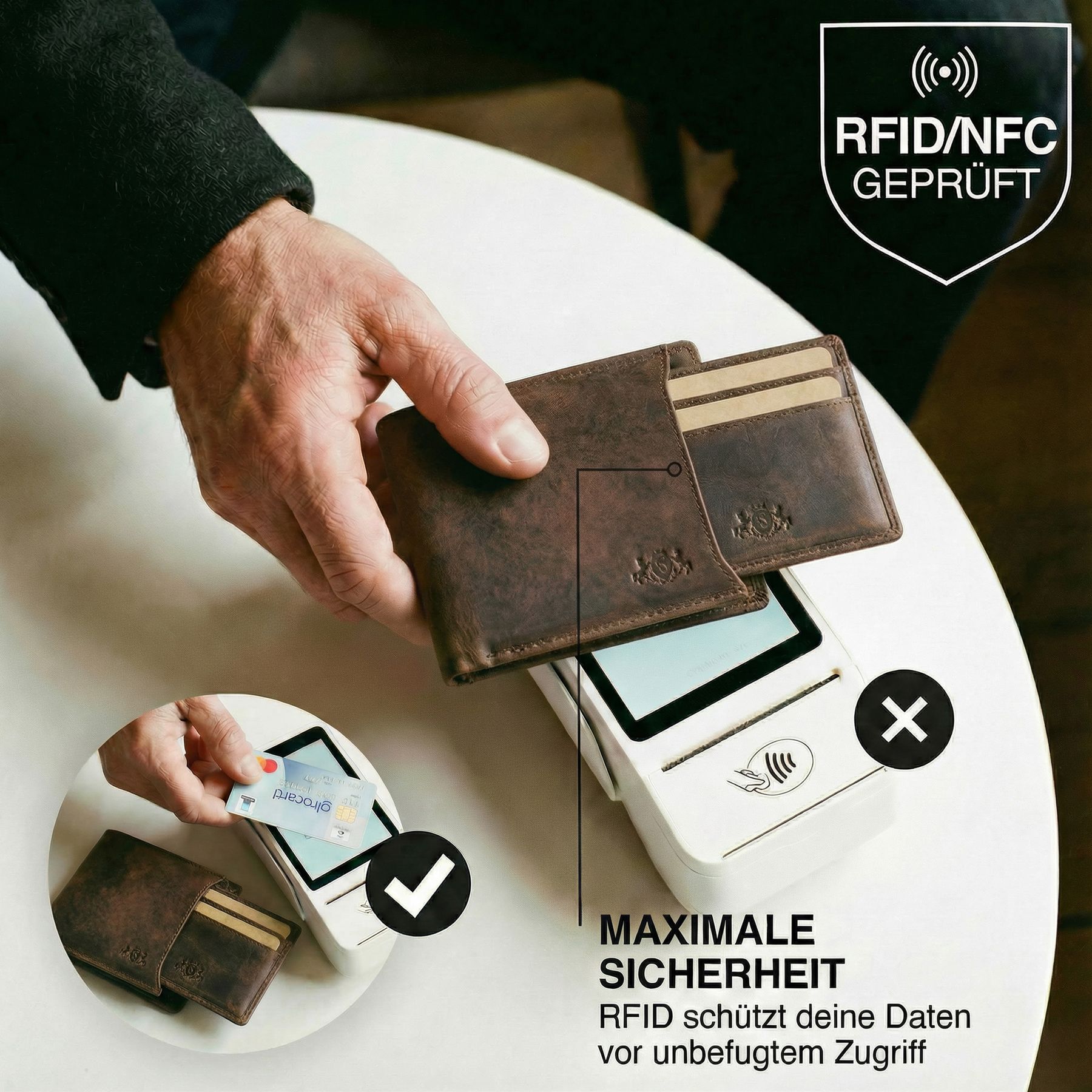 slim wallet JACOB natural leather brown