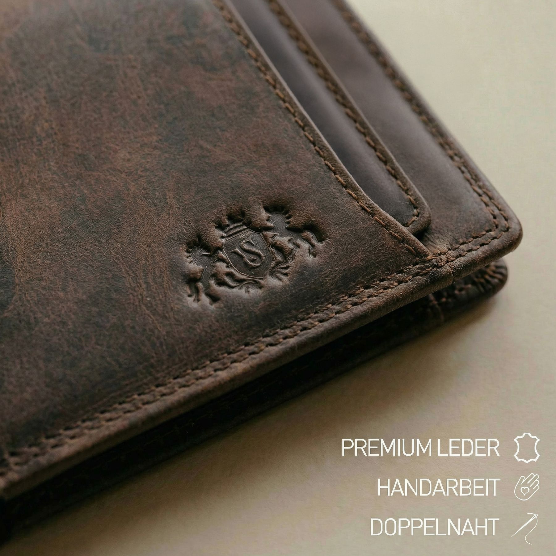slim wallet JACOB natural leather brown