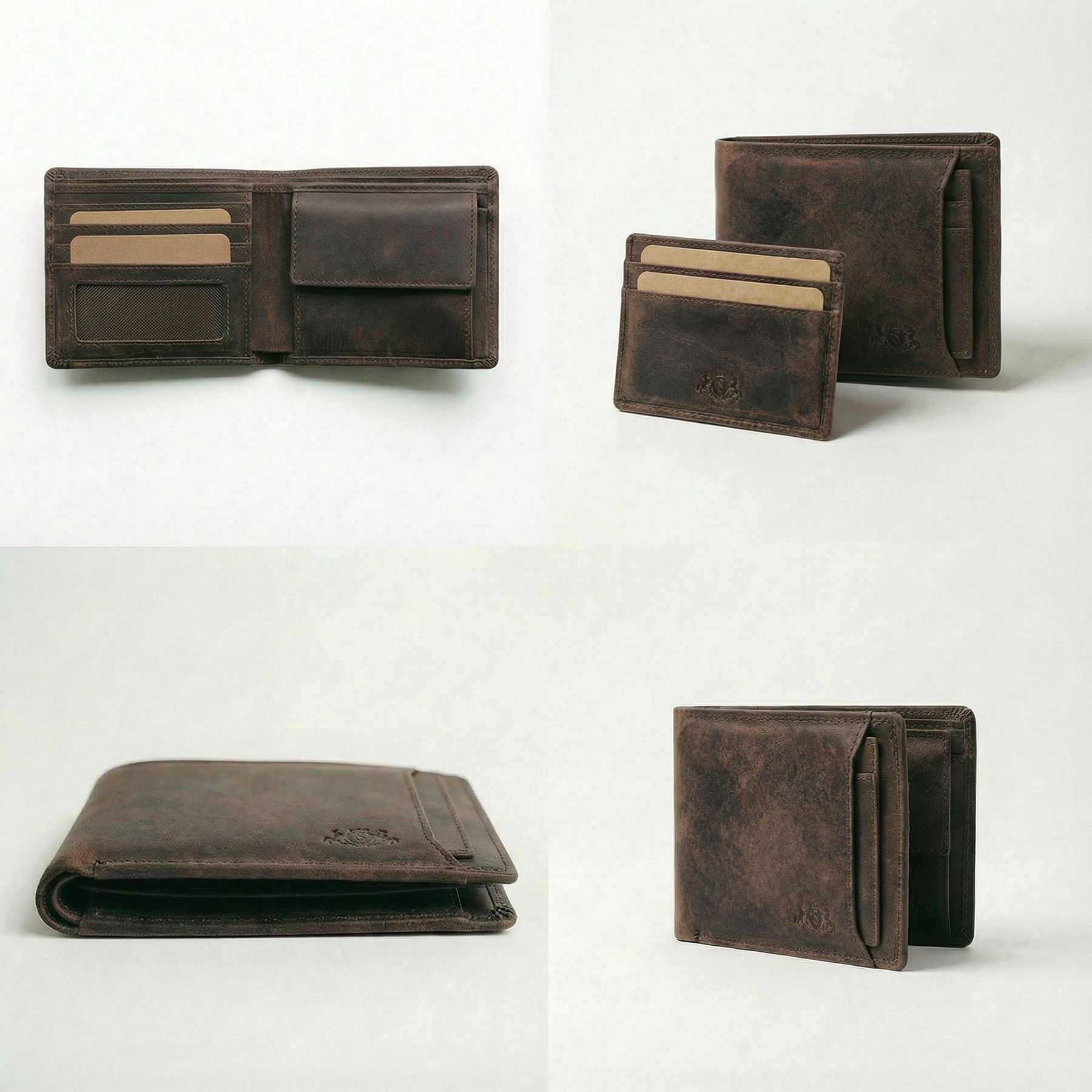 slim wallet JACOB natural leather brown