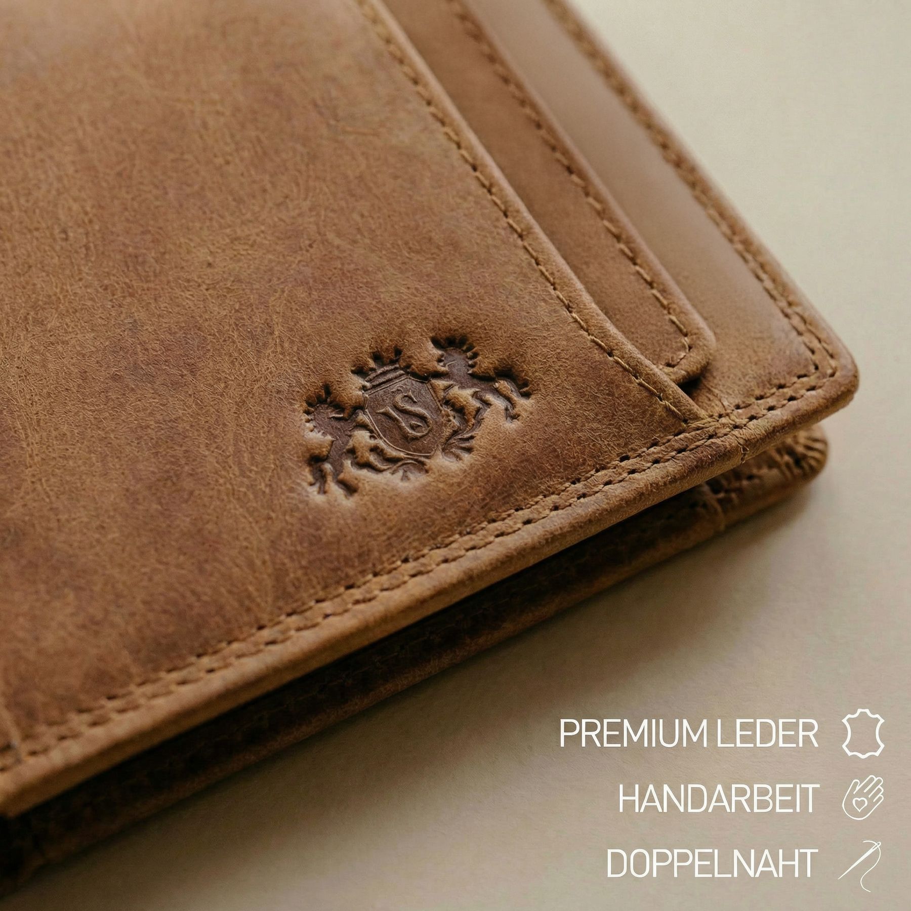 slim wallet JACOB natural leather brown