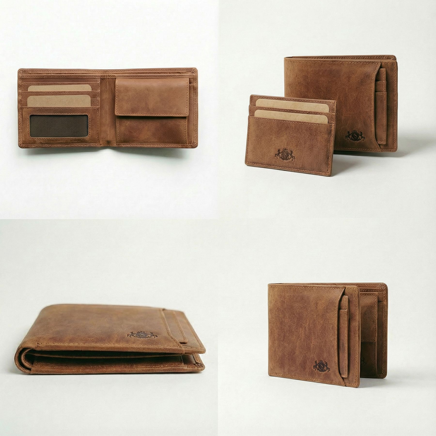 slim wallet JACOB natural leather brown