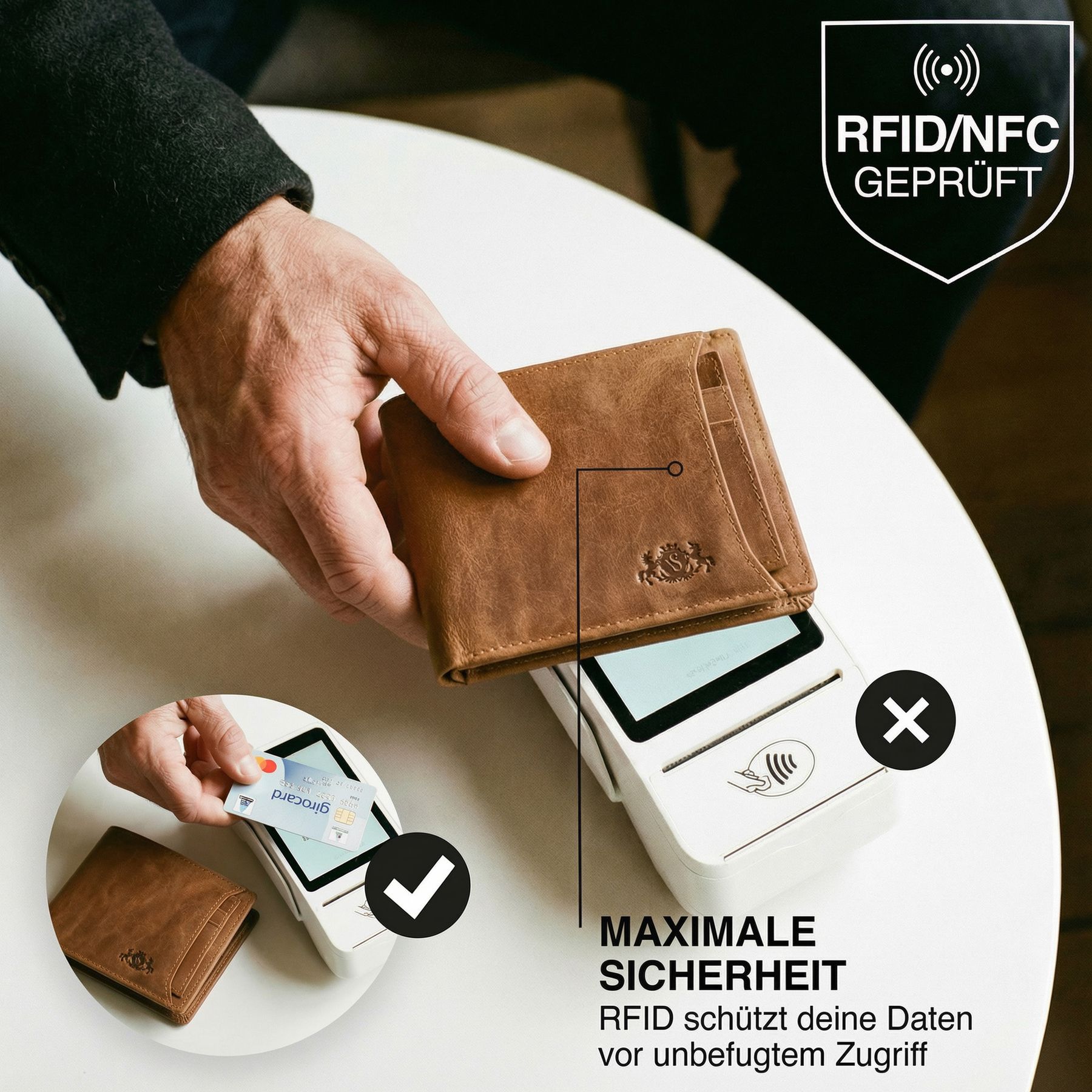 slim wallet JACOB natural leather brown