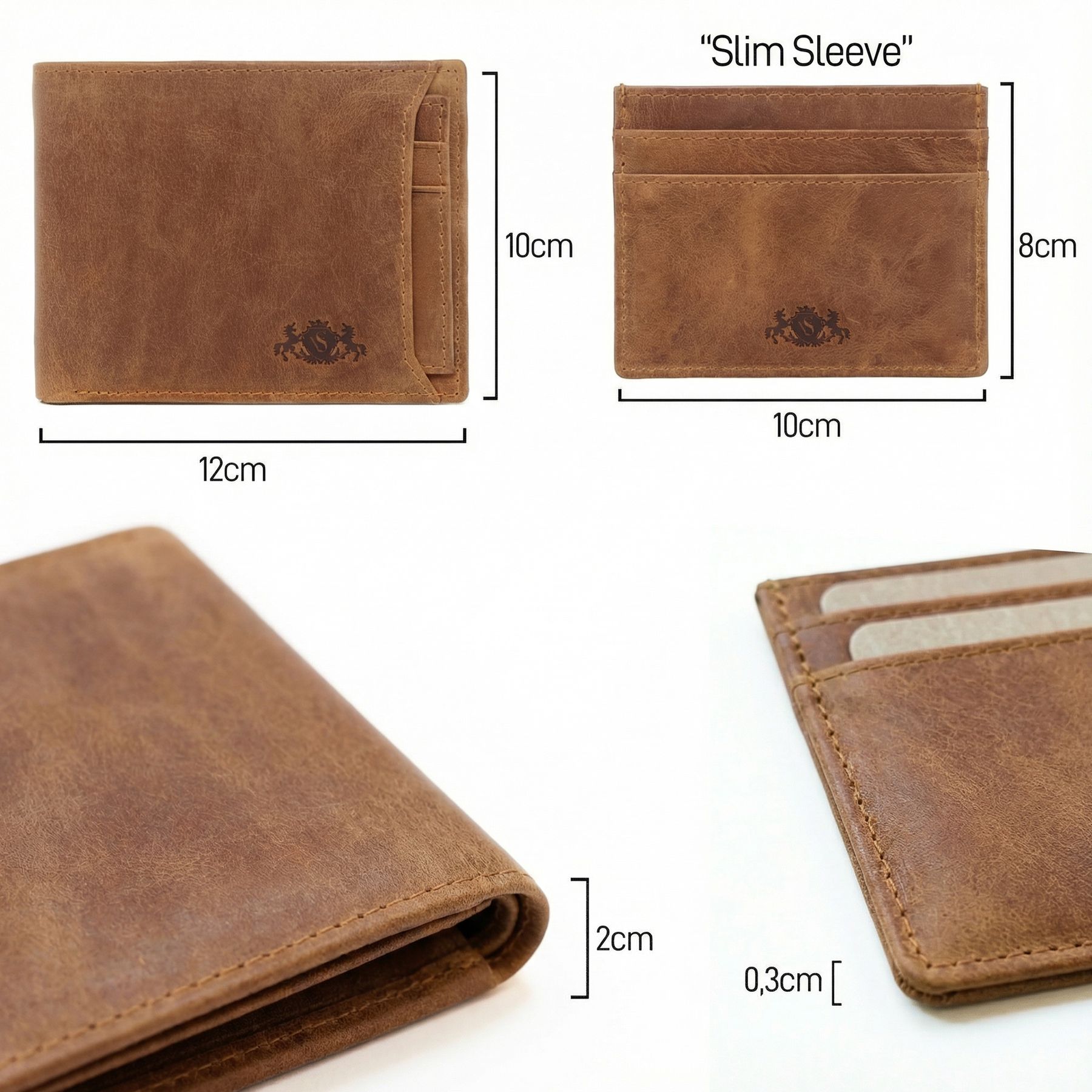 slim wallet JACOB natural leather brown