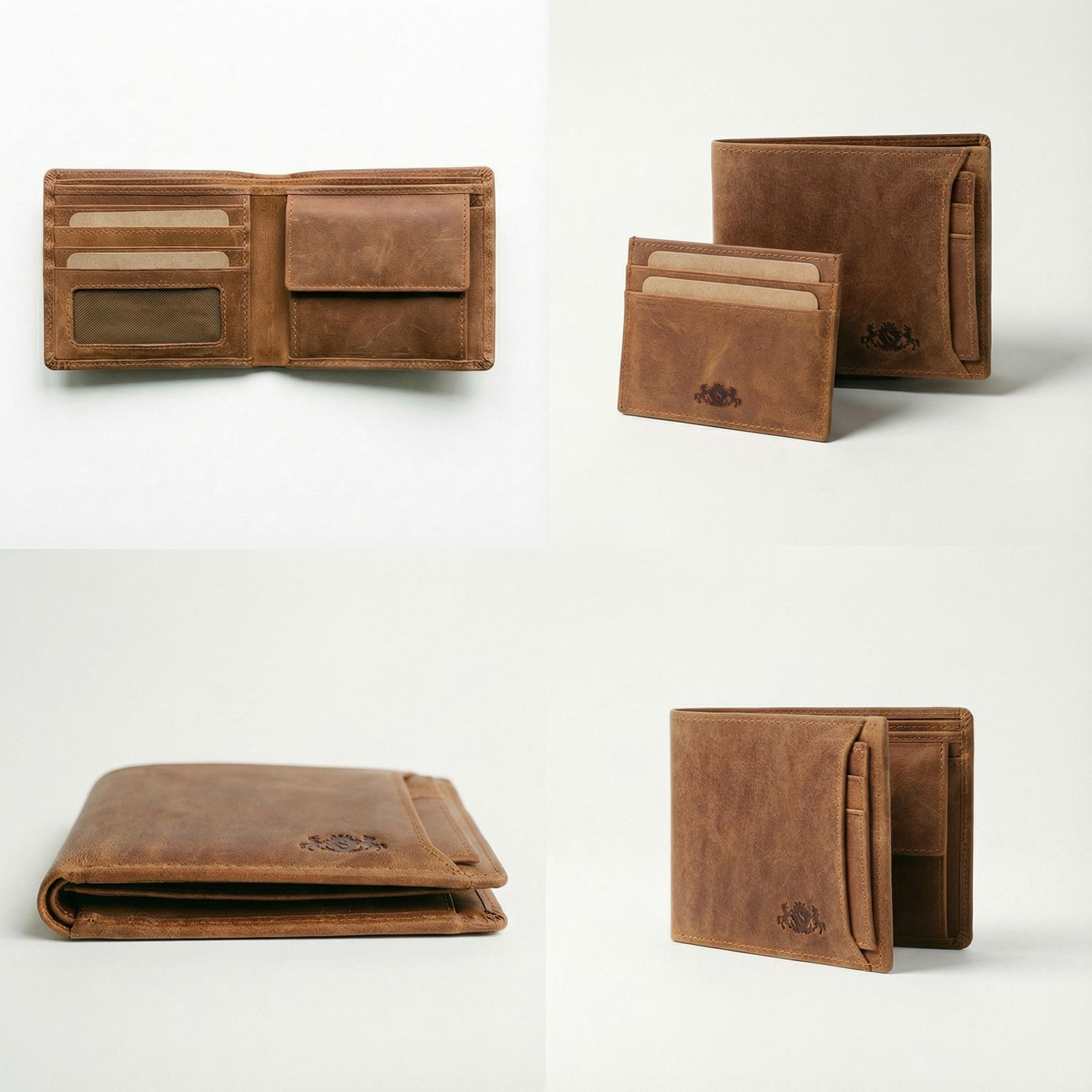 slim wallet JACOB natural leather brown