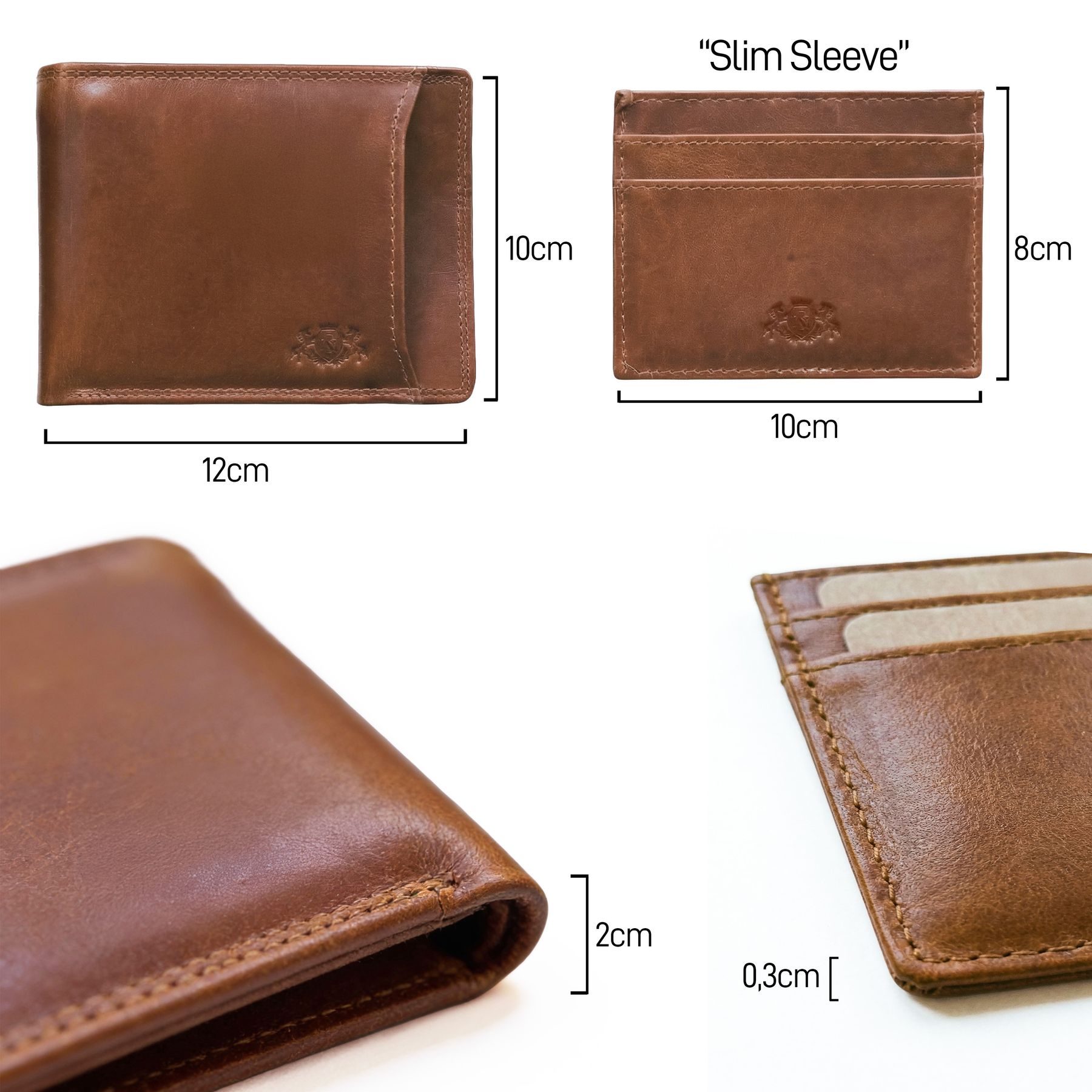 slim wallet JACOB natural leather brown