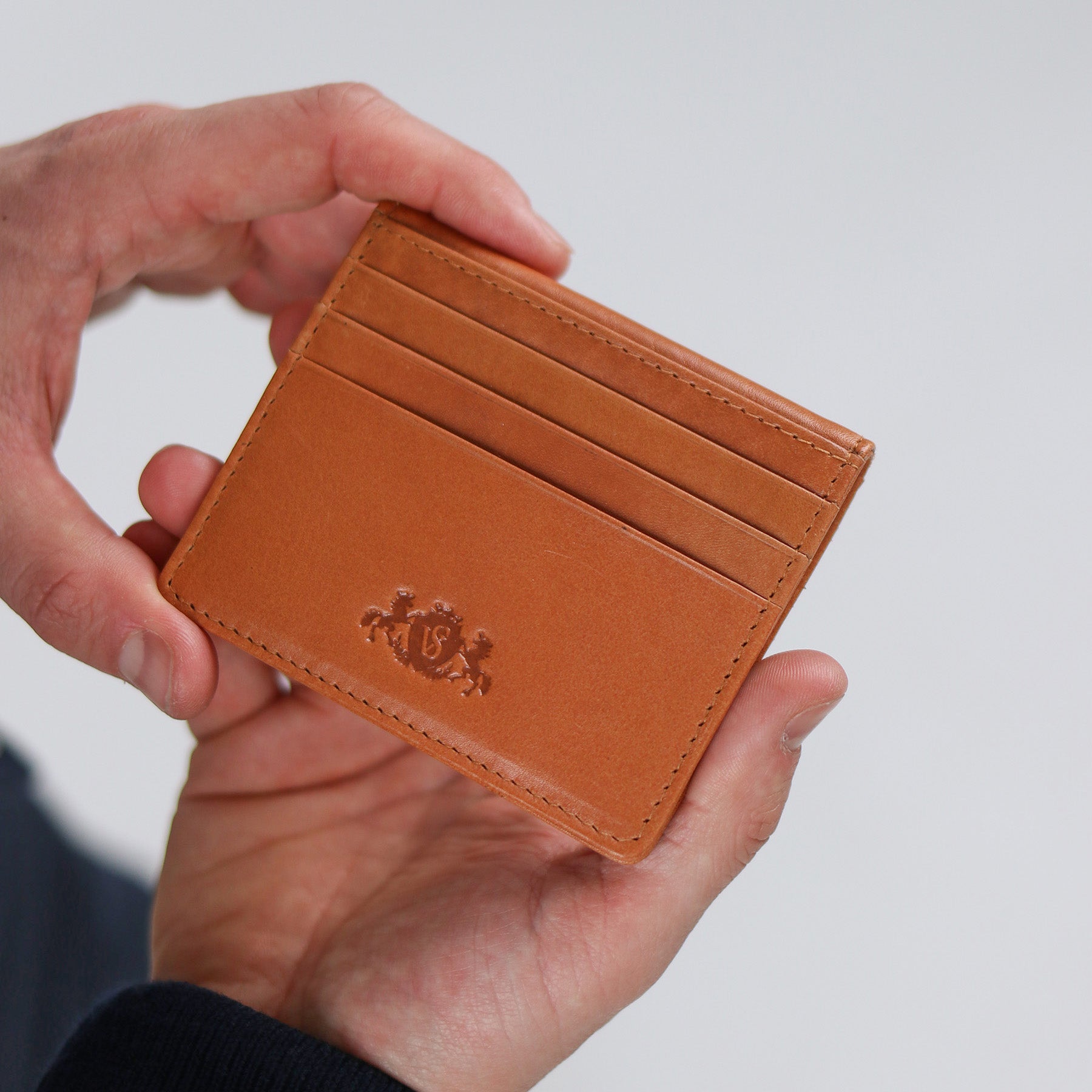 Card case EARNEST natural leather brown-cognac