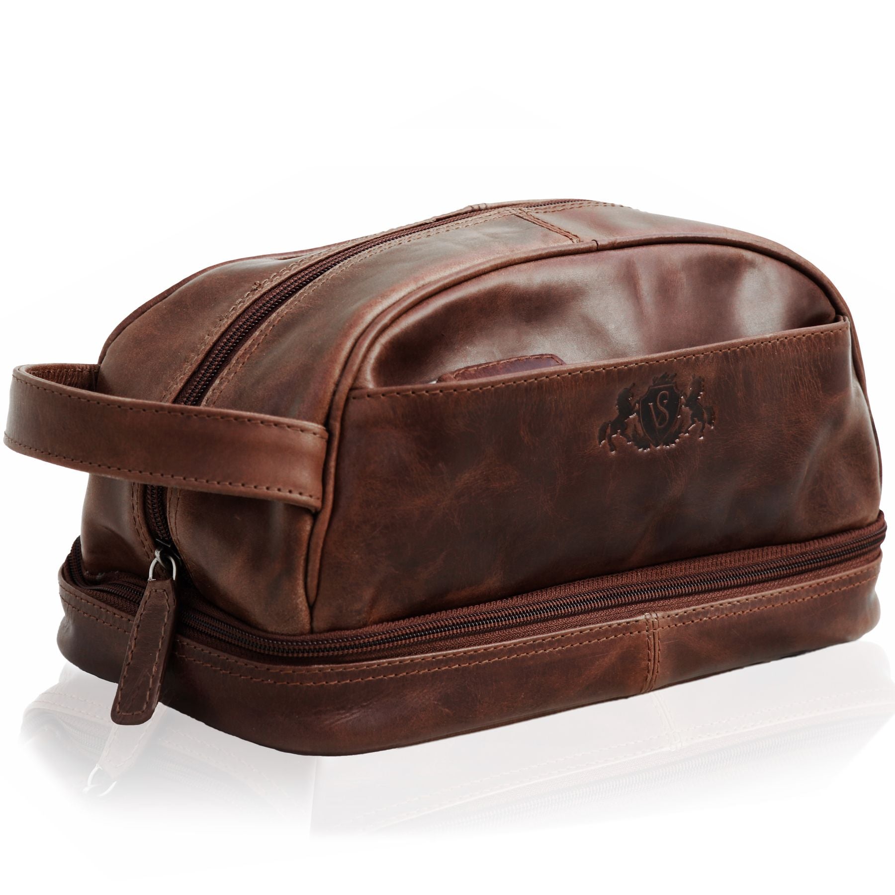 SID & VAIN Kulturbeutel Leder ALEX braun-cognac 15742
