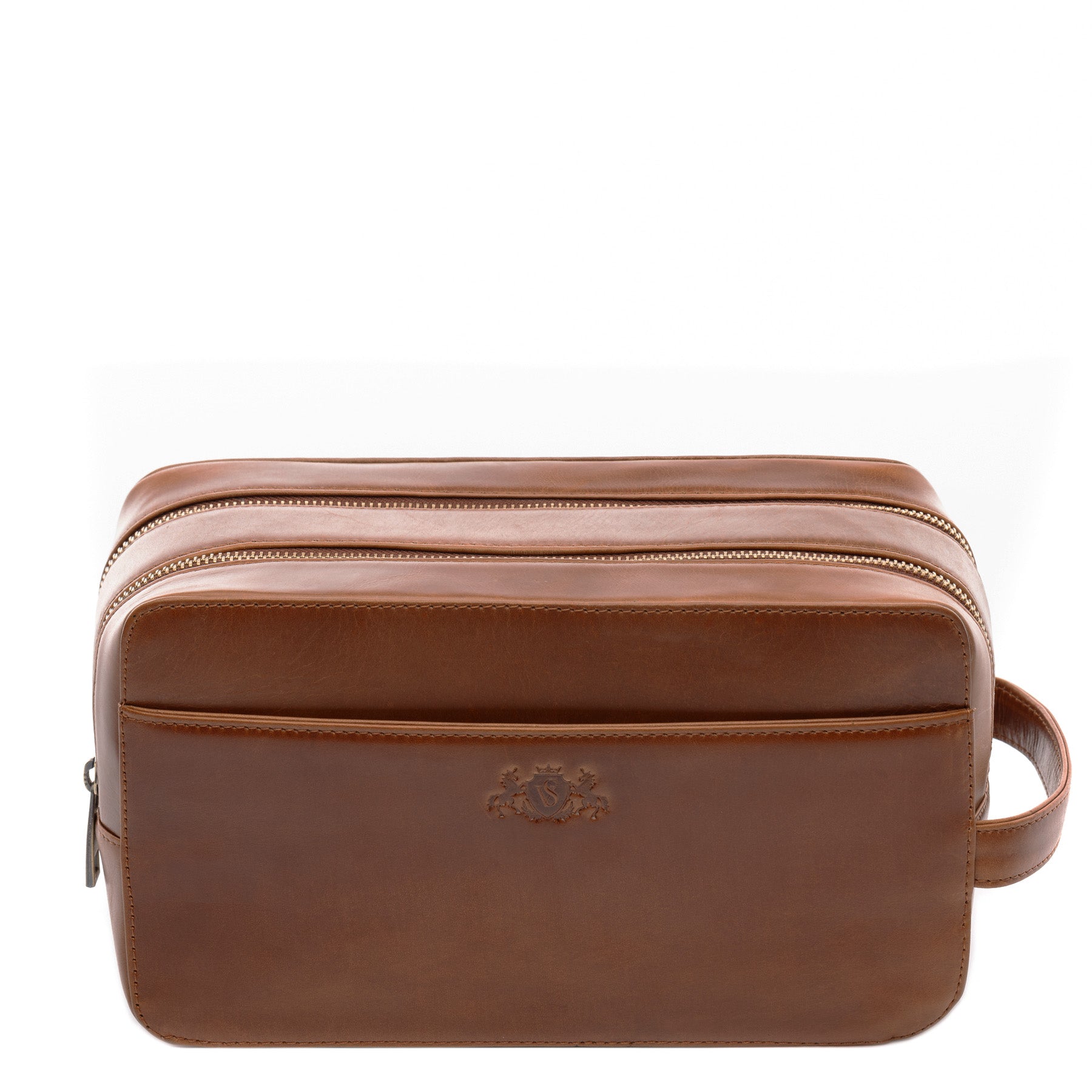 SID & VAIN Kulturtasche Leder QUENTIN Hellbraun Kulturbeutel 45602