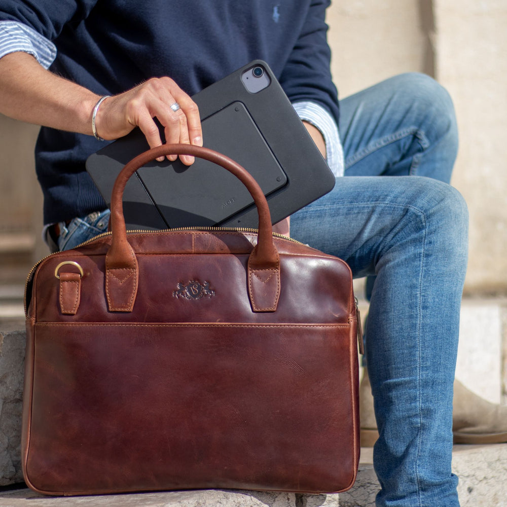 Laptoptasche BOSTON Natur-Leder braun