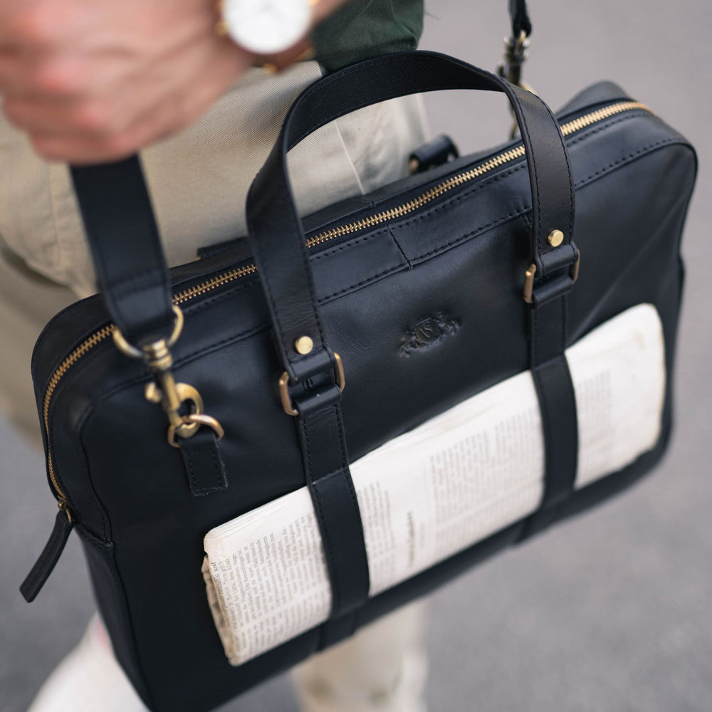 Laptoptasche Maguire Glattleder schwarz