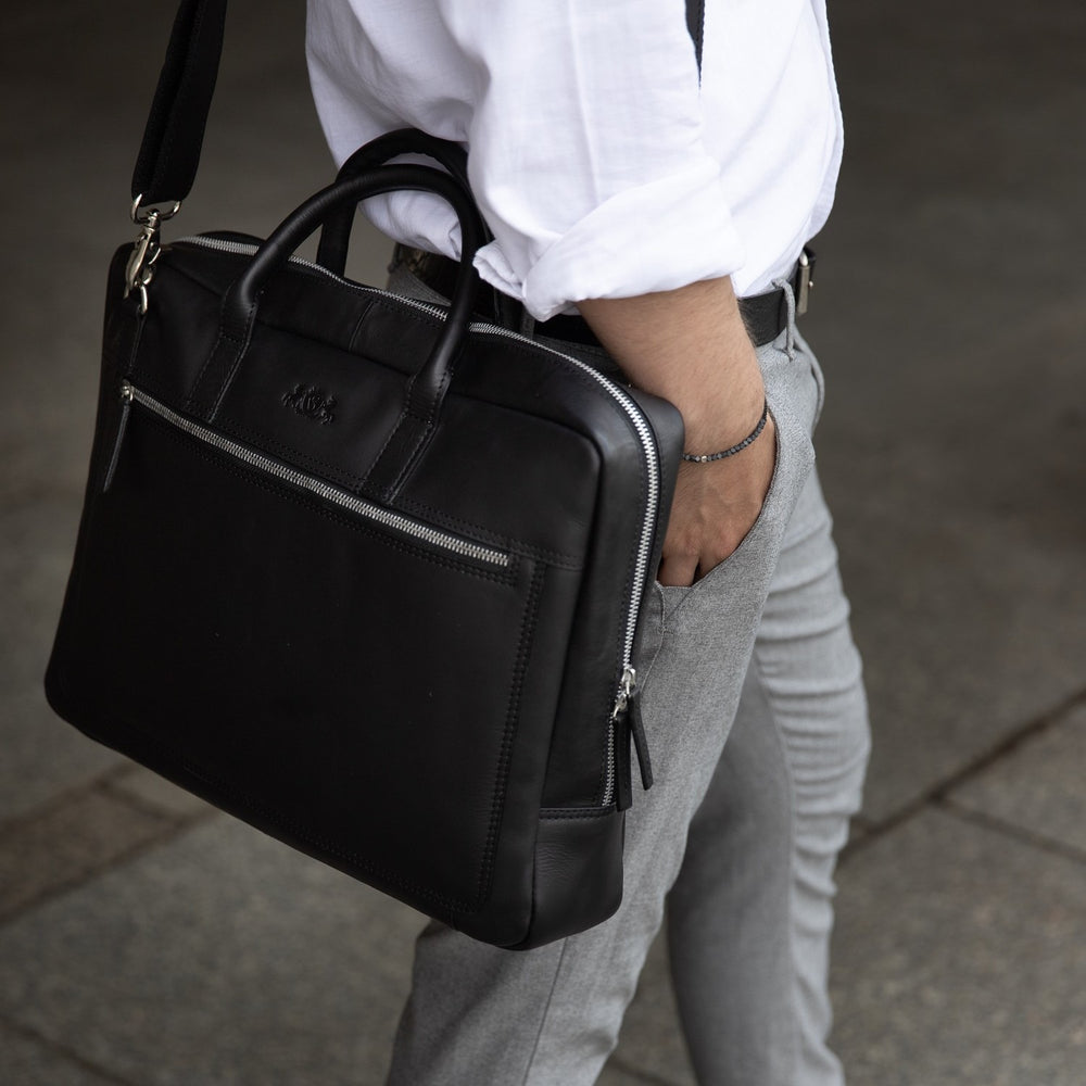 Laptoptasche DIXON Glattleder schwarz