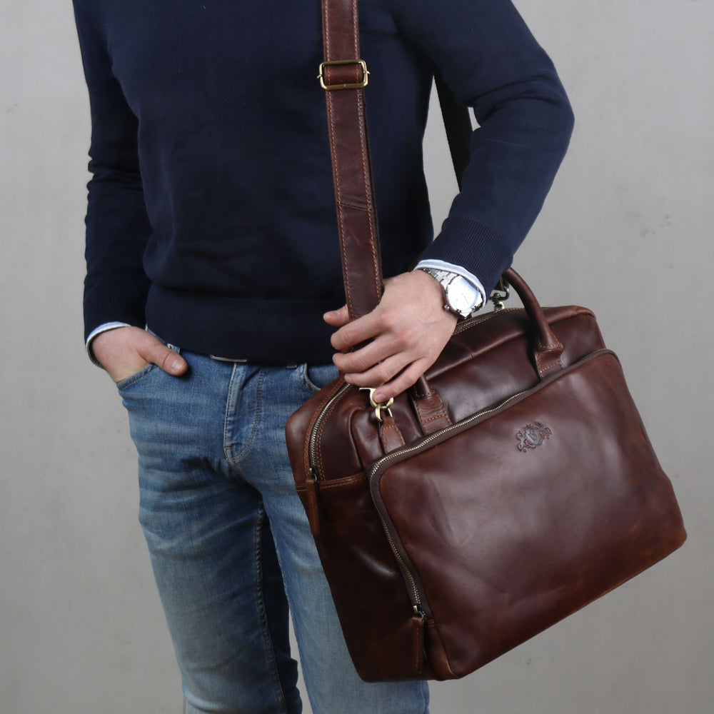 Laptoptasche RYAN  Natur-Leder braun