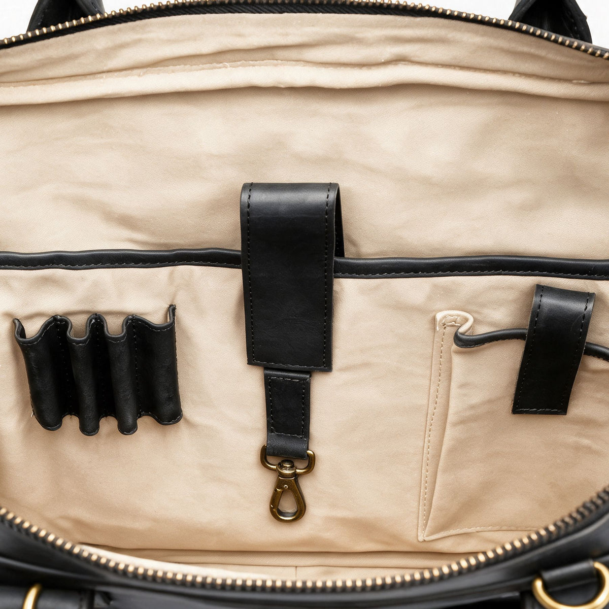 SID & VAIN Laptoptasche echt Leder 15" Zoll Laptop Umhängetasche Aktentasche Herren Business-Tasche ADEN gross schwarz Innen