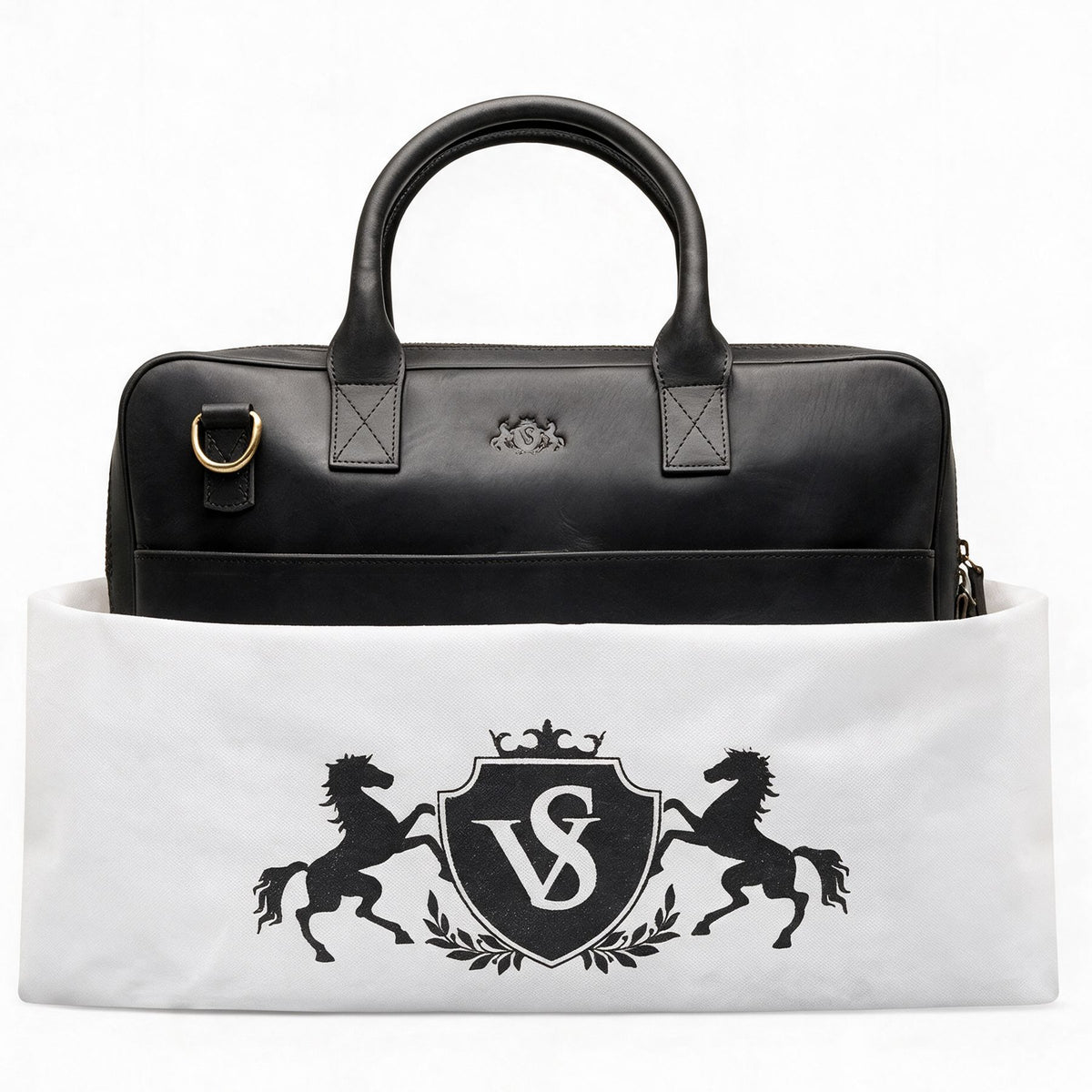 SID & VAIN Laptoptasche echt Leder 15" Zoll Laptop Umhängetasche Aktentasche Herren Business-Tasche ADEN gross schwarz Staubbeutel