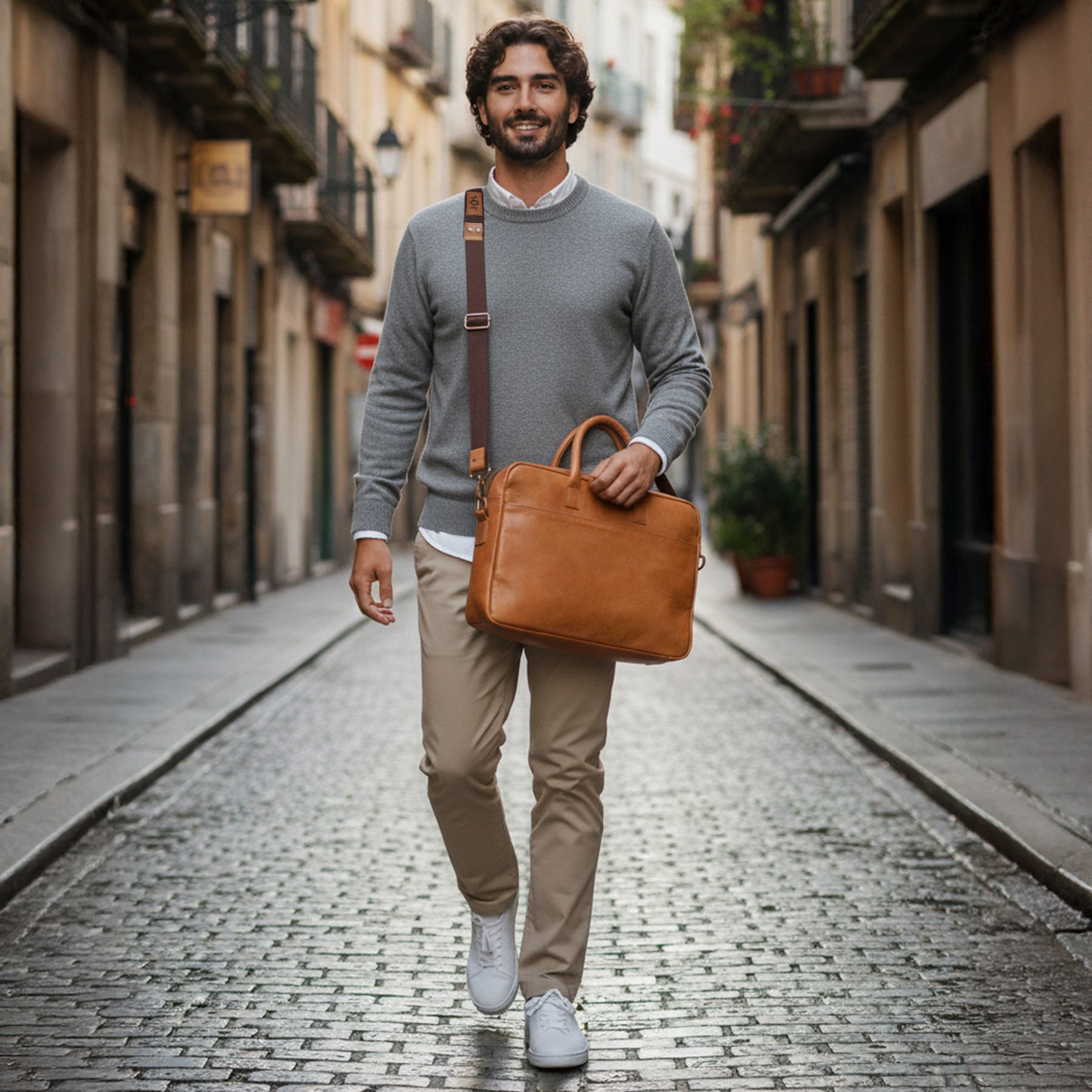Laptoptasche CEDAR Naturleder hellbraun