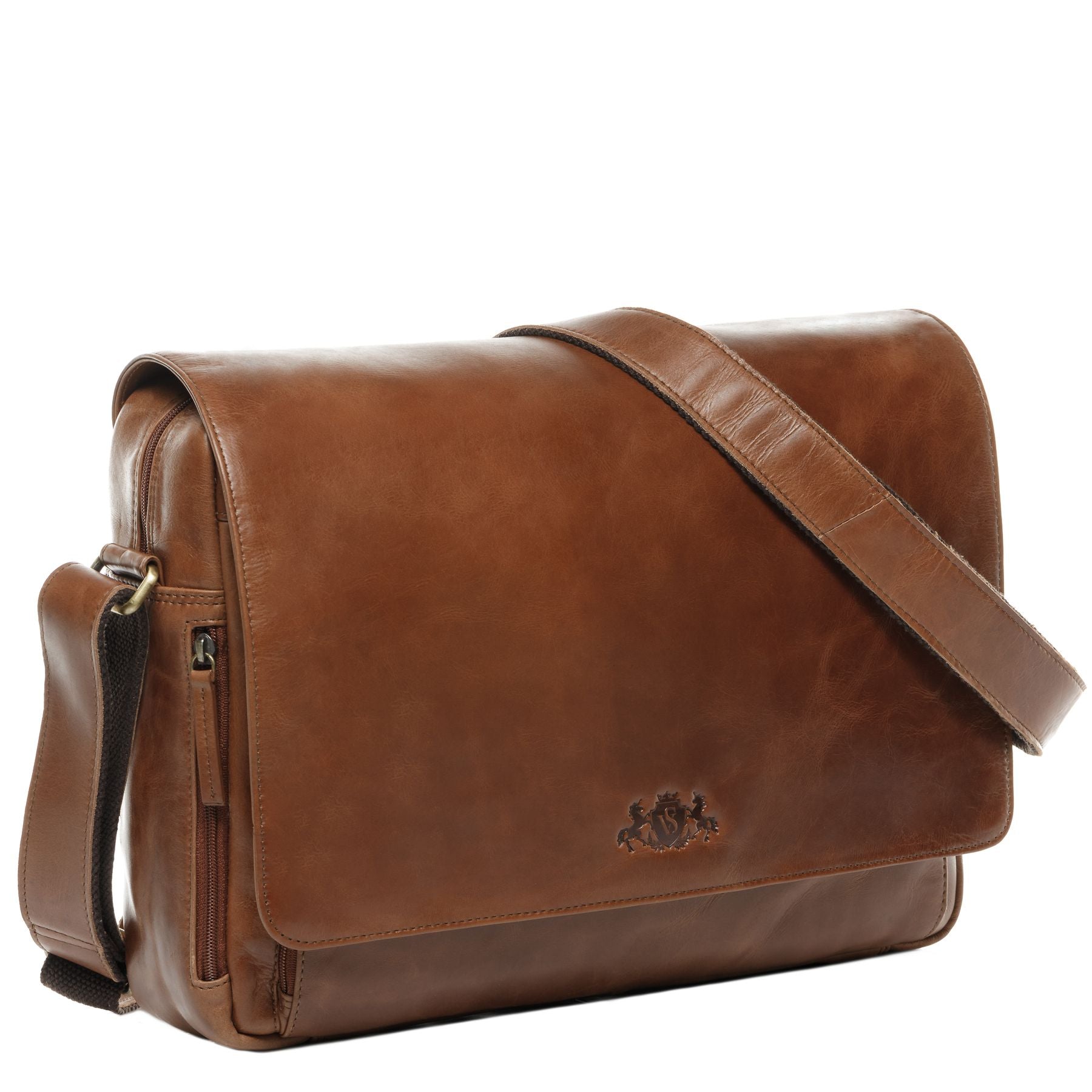 SID & VAIN Laptoptasche Lehrertasche Leder XL AGENT light-brown 32119