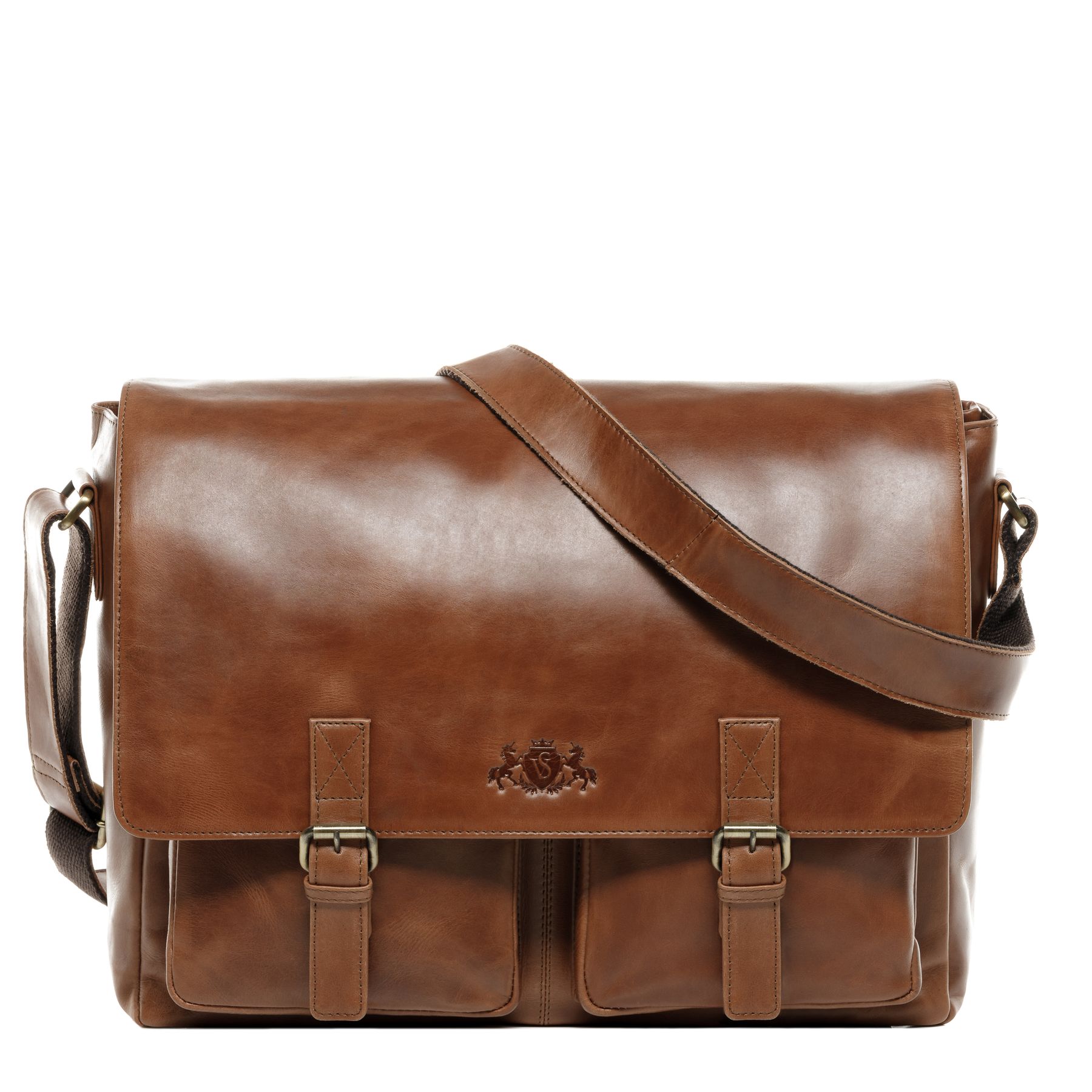 SID & VAIN Laptoptasche Lehrertasche Leder XL SERGEANT light-brown 32114
