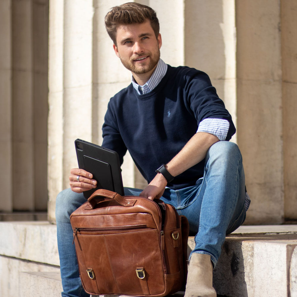 Laptoptasche SPECTOR Natur-Leder braun