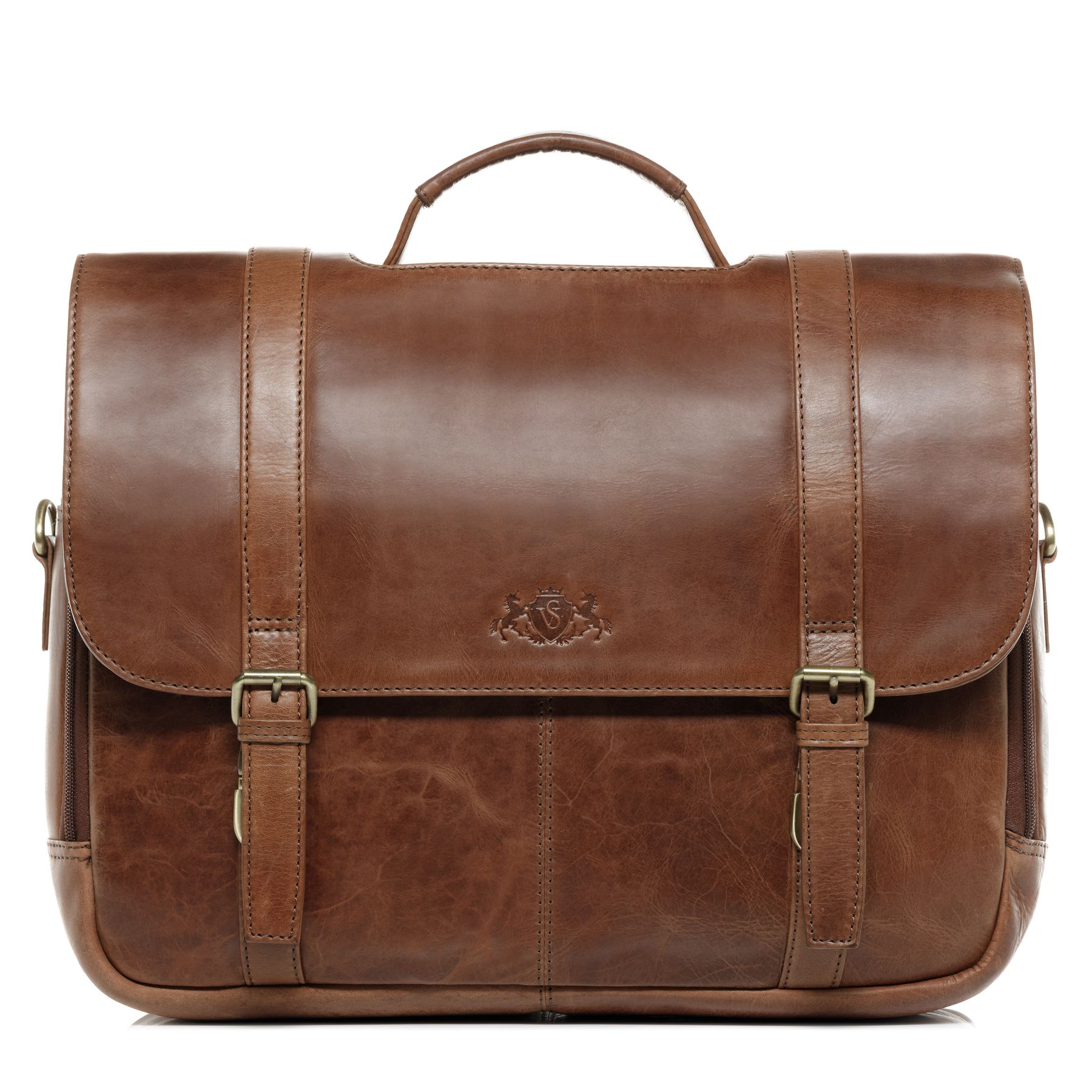 SID & VAIN Laptoptasche Lehrertasche Leder XL SPECTOR light-brown 27126