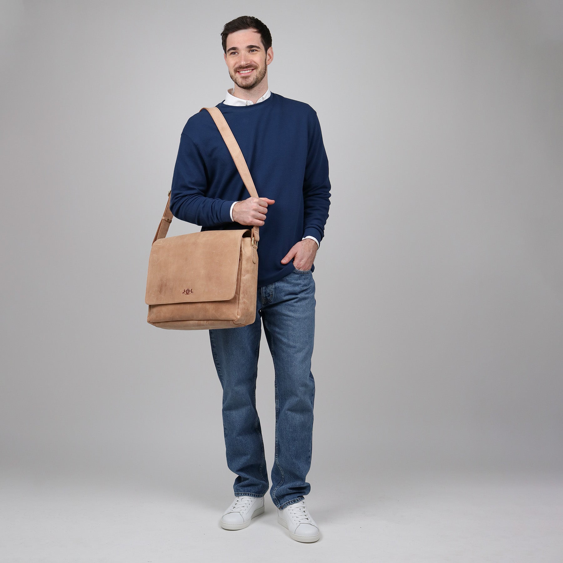 SID & VAIN Laptoptasche Leder Messenger Bag Leder XL SPENCER  41459