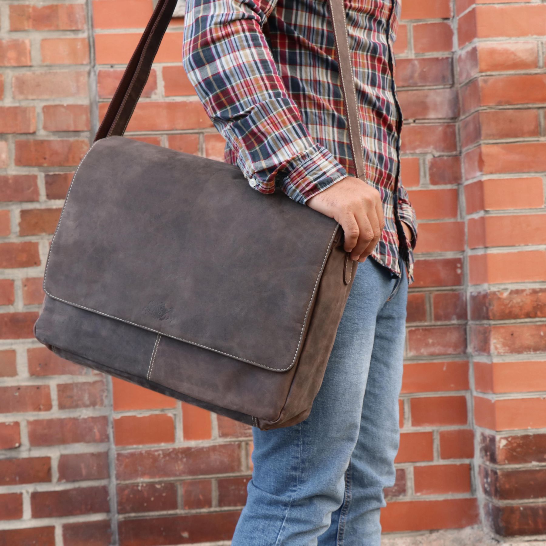 SID & VAIN Laptoptasche Leder Messenger Bag Leder XL SPENCER  29250