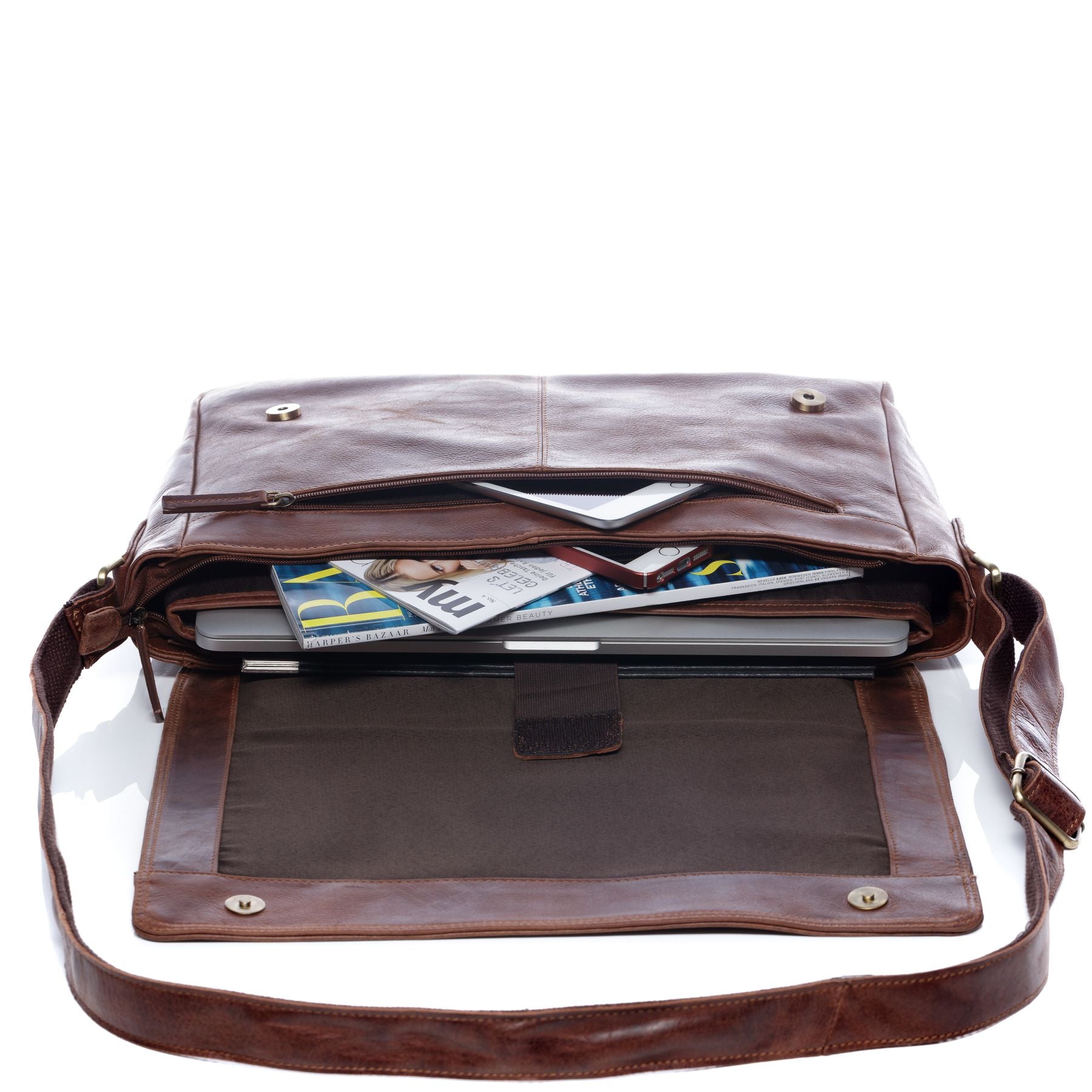 SID & VAIN Laptoptasche Leder Messenger Bag Leder XL SPENCER  29259