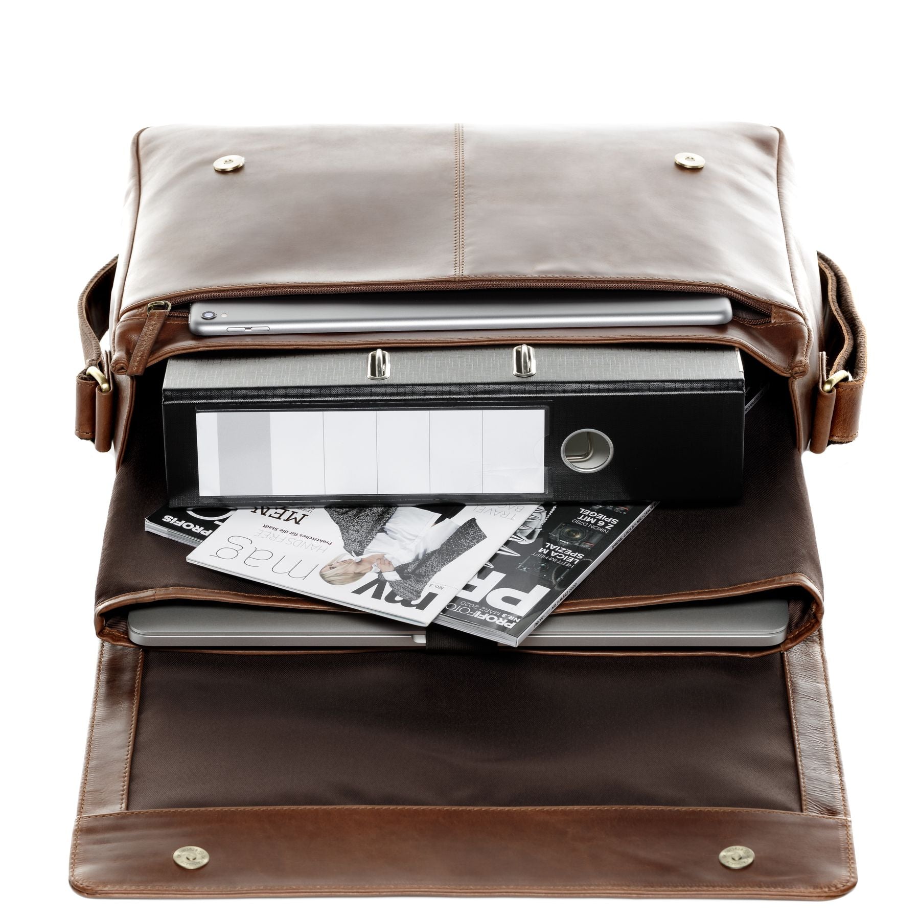 SID & VAIN Laptoptasche Leder Messenger Bag Leder XL SPENCER  29240