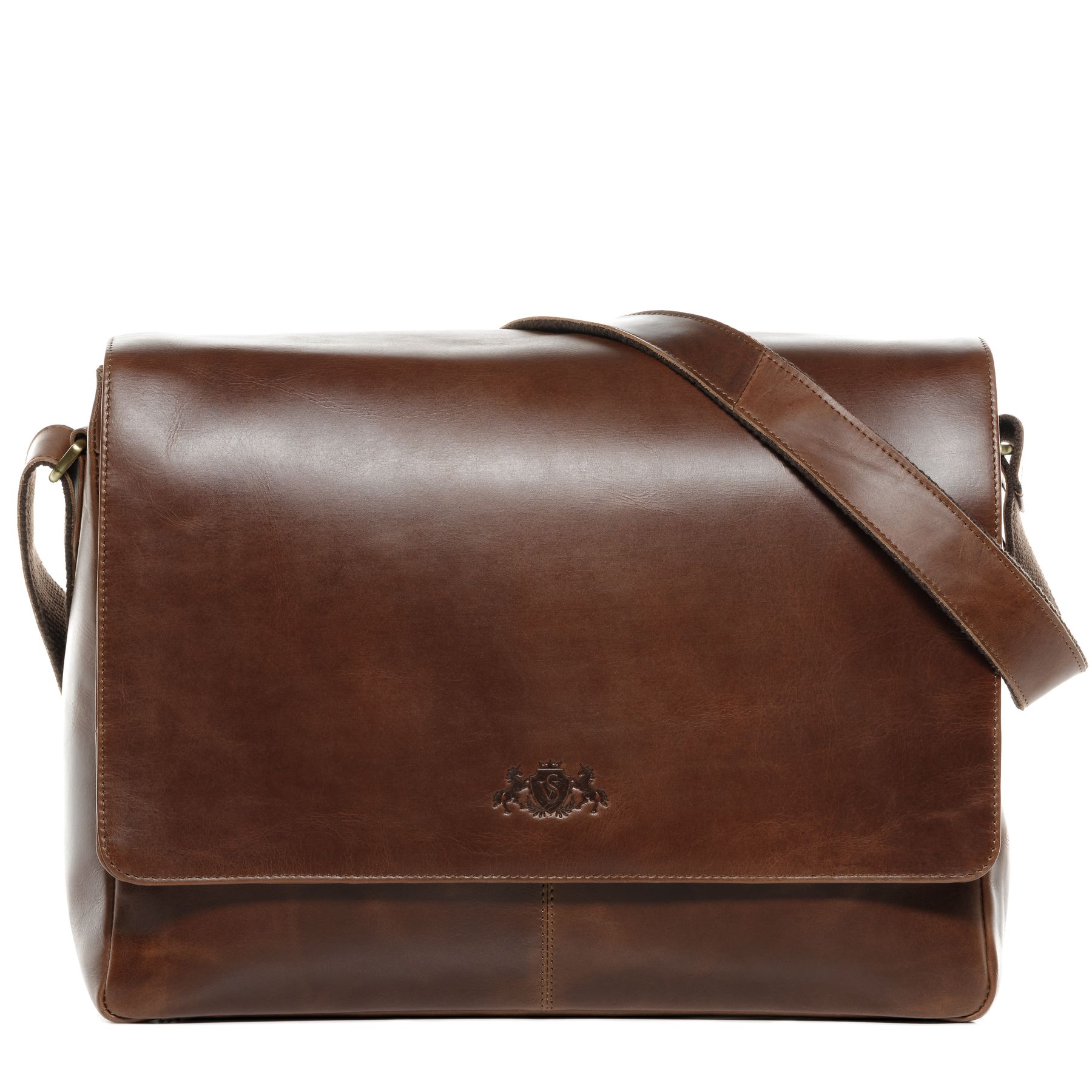 SID & VAIN Laptoptasche Leder Messenger Bag Leder XL SPENCER light-brown 27521