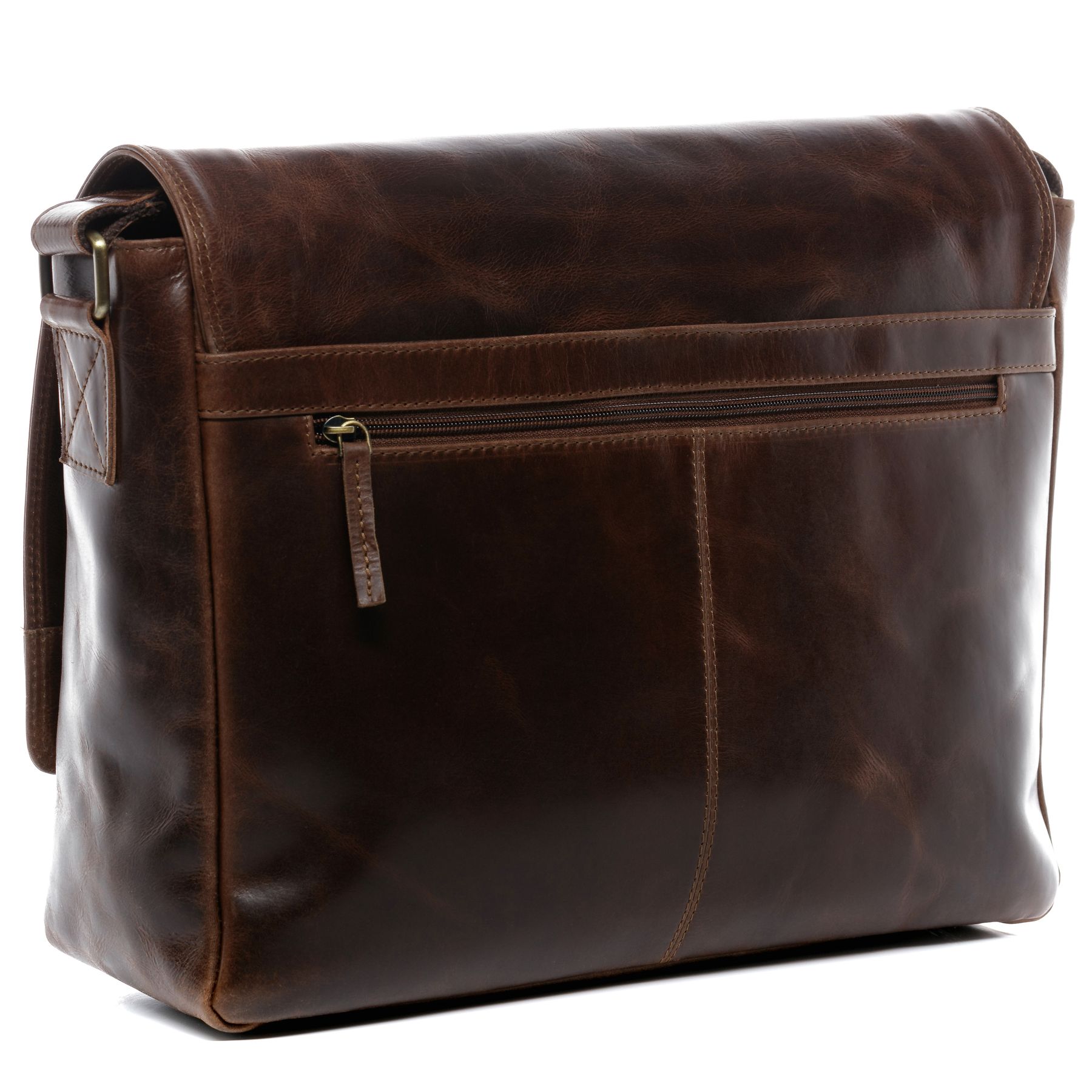 SID & VAIN Laptoptasche Leder Messenger Bag Leder XL SPENCER braun-cognac 16105